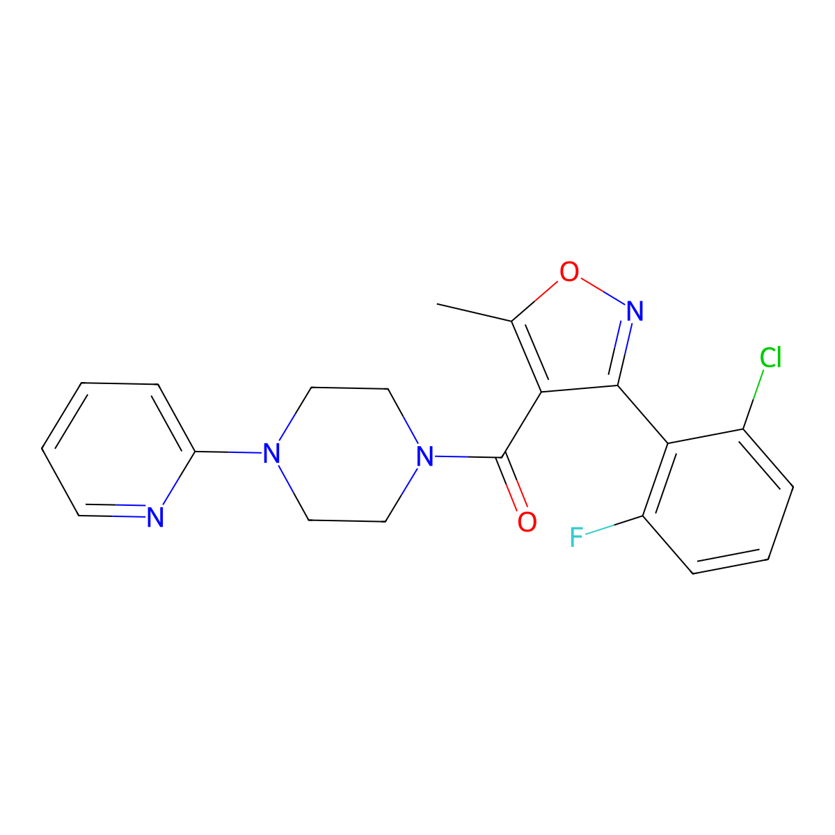 [3-(2-Chloro-6-fluorophenyl)-5-methyl-1,2-oxazol-4-yl][4-(pyridin-2-yl)piperazin-1-yl]methanone molecular structure, CAS 328105-24-4