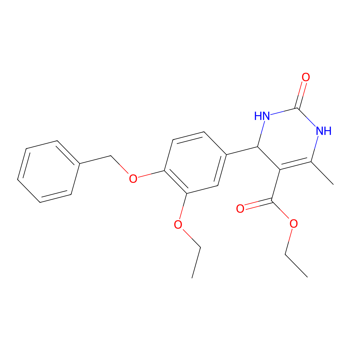 Ethyl 4-(4-(benzyloxy)-3-ethoxyphenyl)-6-methyl-2-oxo-1,2,3,4-tetrahydropyrimidine-5-carboxylate molecular structure, CAS 328106-39-4