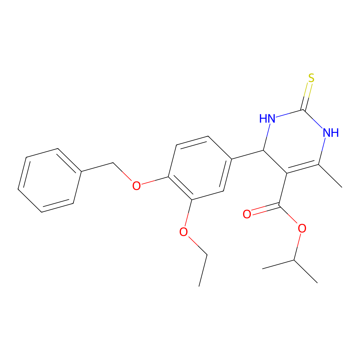 Isopropyl 4-(4-(benzyloxy)-3-ethoxyphenyl)-6-methyl-2-thioxo-1,2,3,4-tetrahydropyrimidine-5-carboxylate molecular structure, CAS 328106-41-8