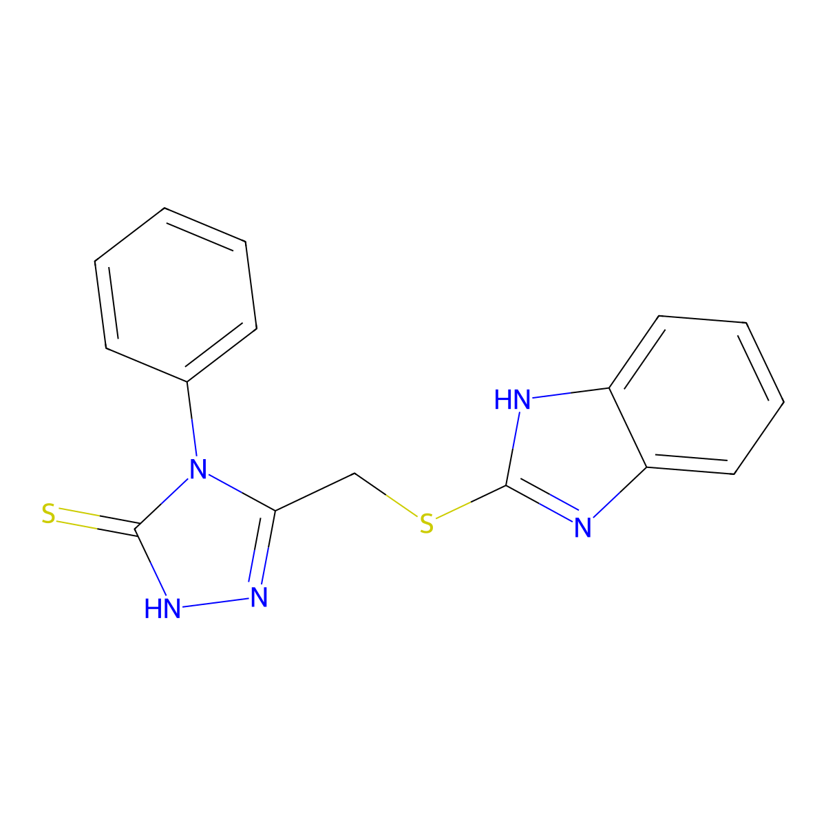 5-[(1H-1,3-benzodiazol-2-ylsulfanyl)methyl]-4-phenyl-4H-1,2,4-triazole-3-thiol molecular structure, CAS 328106-49-6