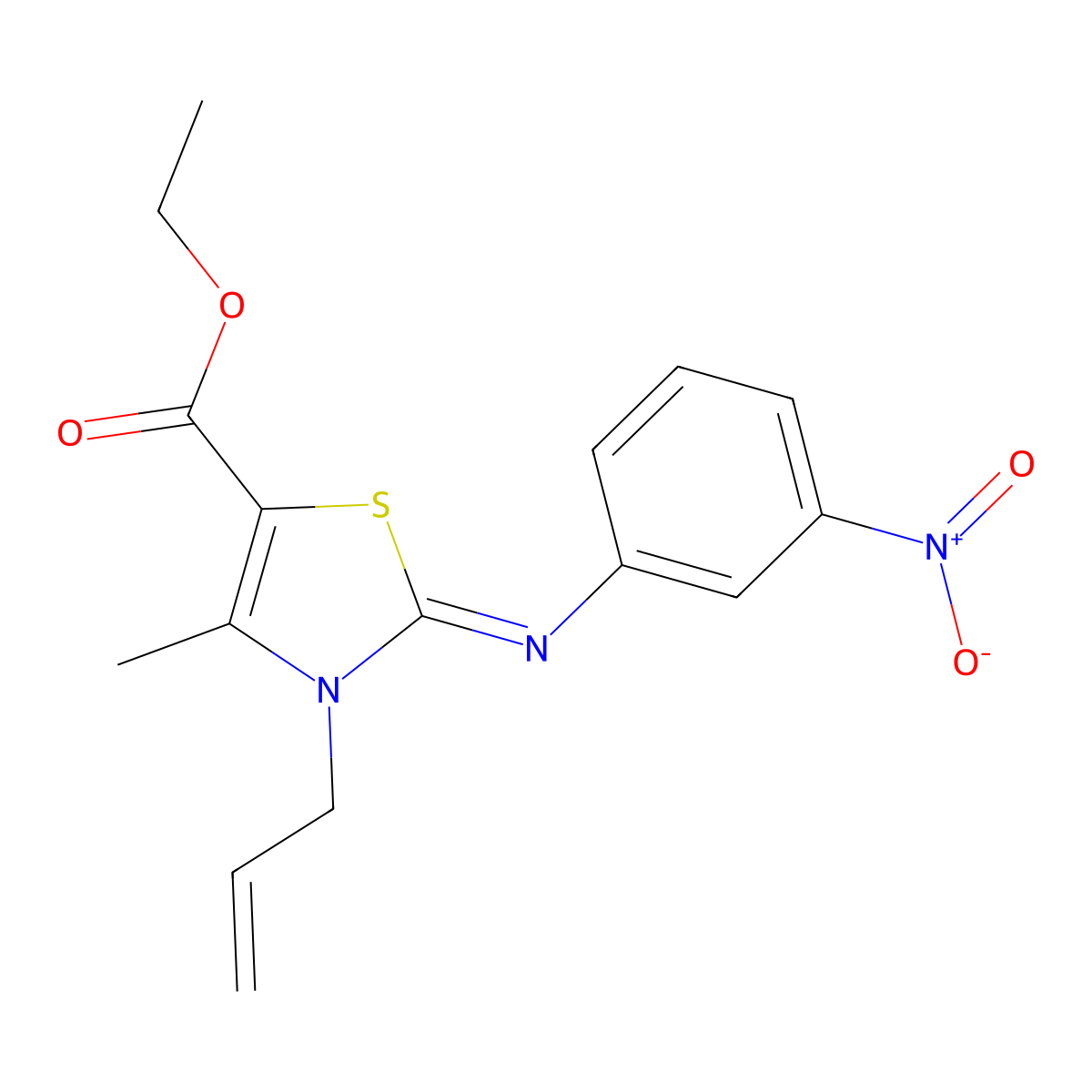 ethyl (2E)-4-methyl-2-[(3-nitrophenyl)imino]-3-(prop-2-en-1-yl)-2,3-dihydro-1,3-thiazole-5-carboxylate molecular structure, CAS 328106-52-1