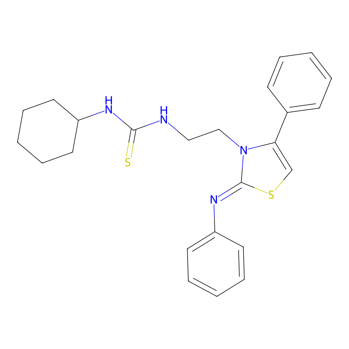 (E)-1-cyclohexyl-3-(2-(4-phenyl-2-(phenylimino)thiazol-3(2H)-yl)ethyl)thiourea molecular structure, CAS 328106-55-4