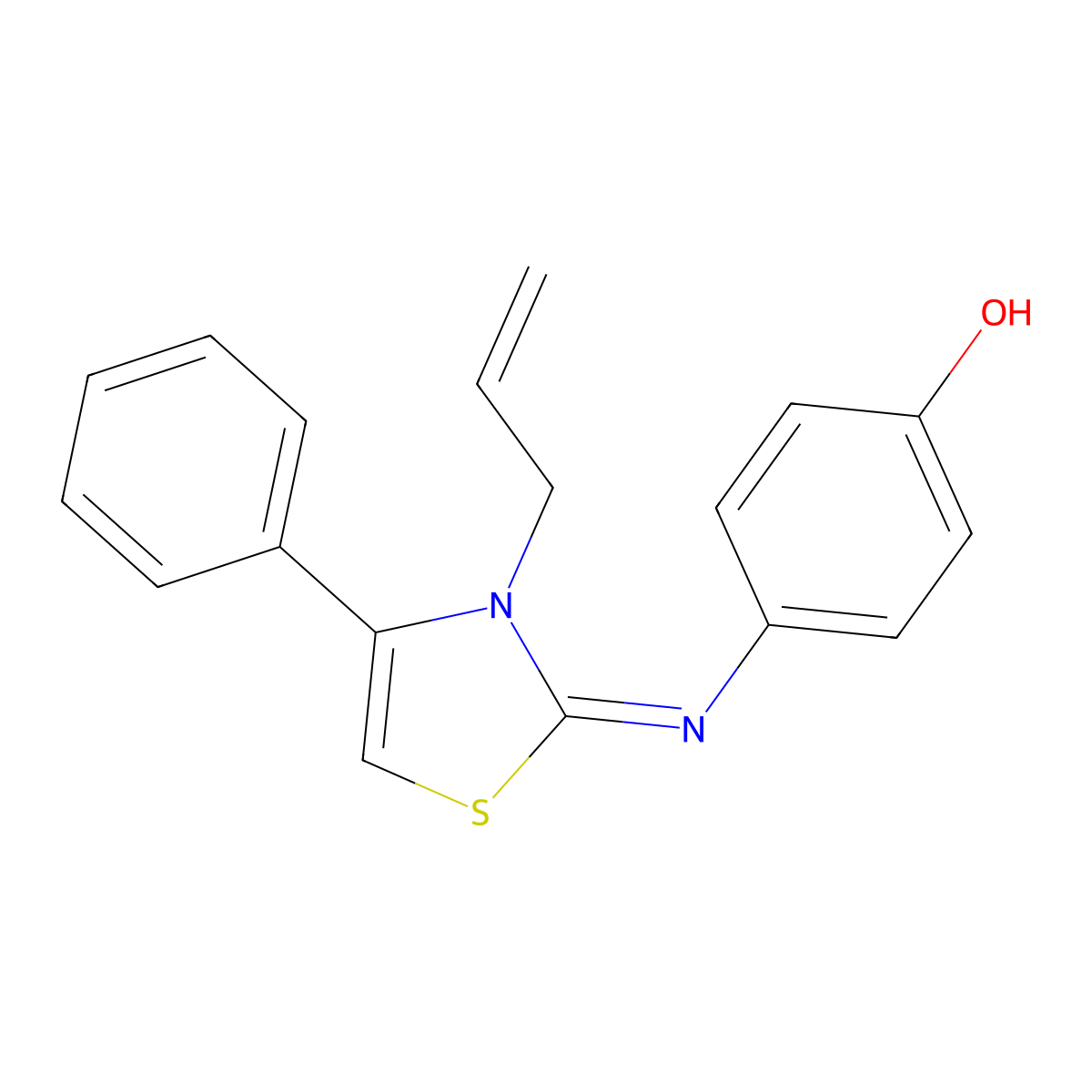(Z)-4-((3-allyl-4-phenylthiazol-2(3H)-ylidene)amino)phenol molecular structure, CAS 328106-79-2
