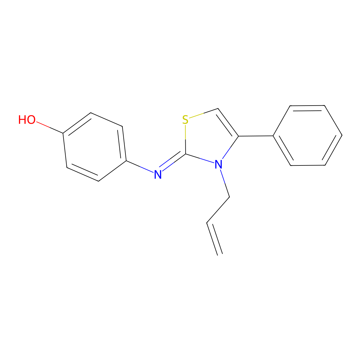 (Z)-4-((3-allyl-4-phenylthiazol-2(3H)-ylidene)amino)phenol molecular structure, CAS 328106-79-2