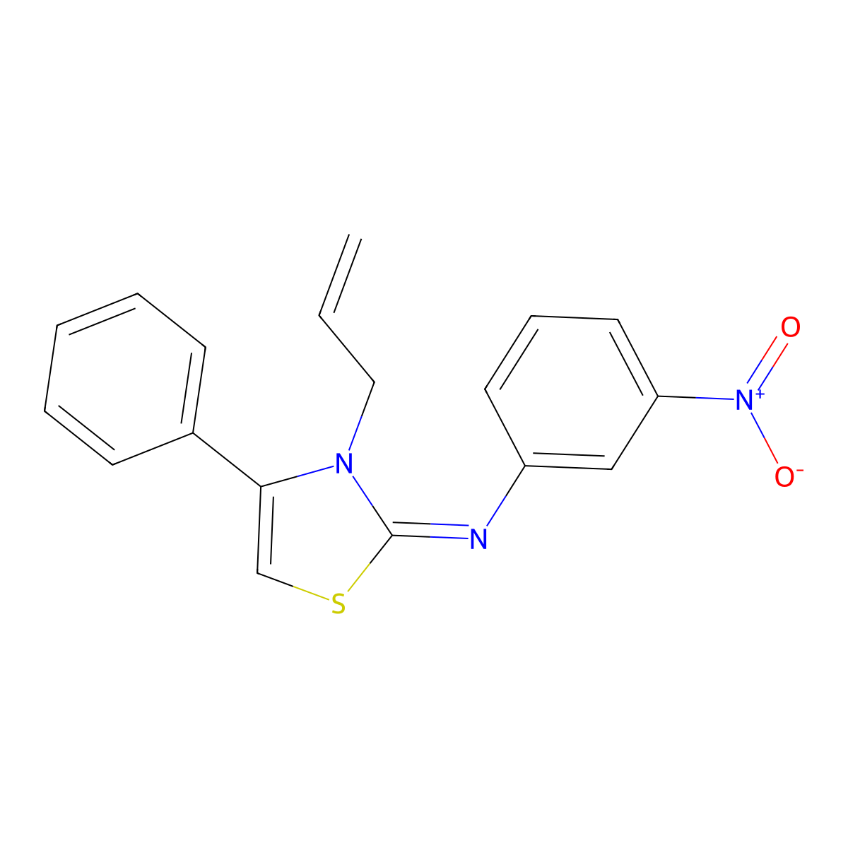 N-(3-nitrophenyl)-4-phenyl-3-prop-2-enyl-1,3-thiazol-2-imine molecular structure, CAS 328106-80-5