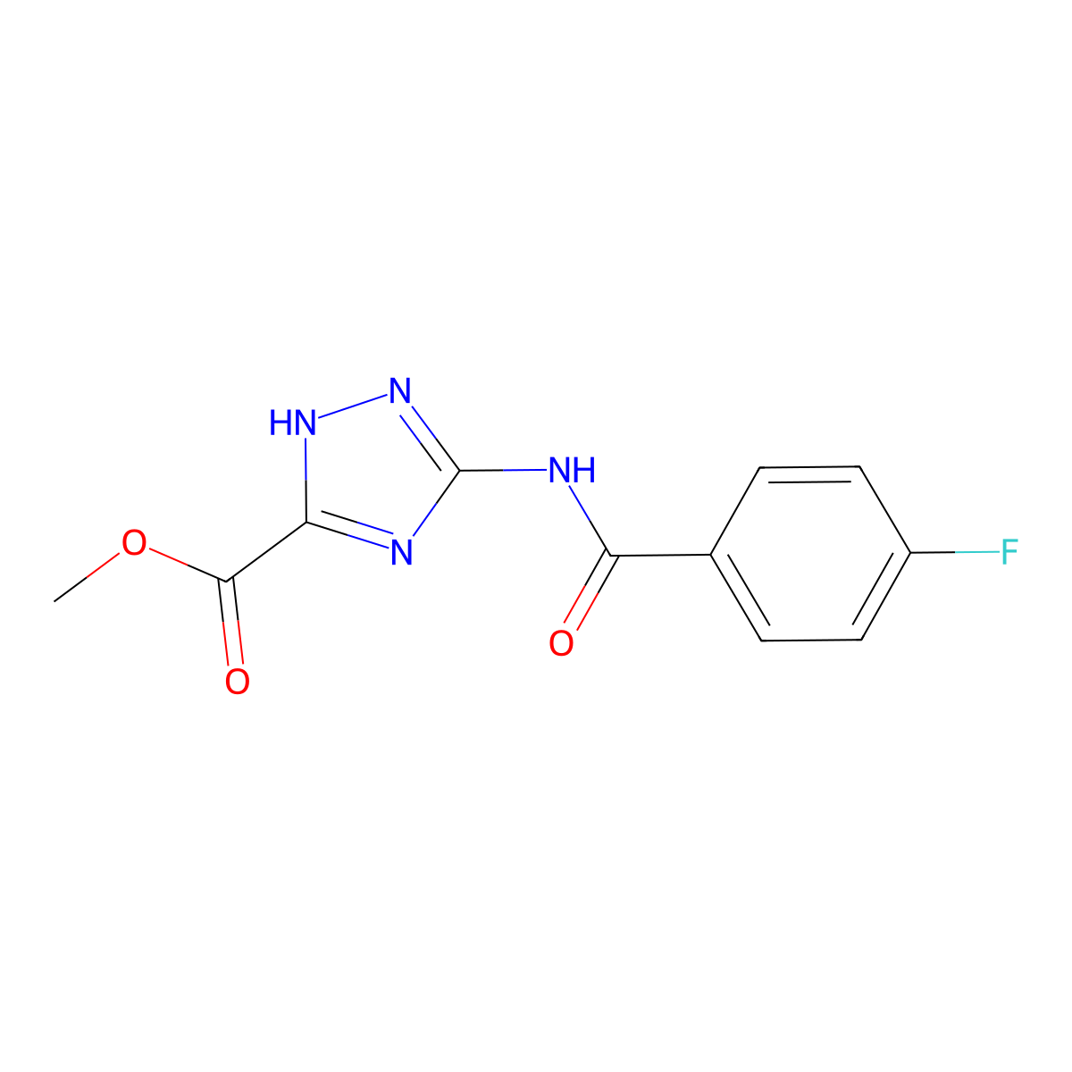 methyl 3-[(4-fluorobenzoyl)amino]-1H-1,2,4-triazole-5-carboxylate molecular structure, CAS 328108-09-4