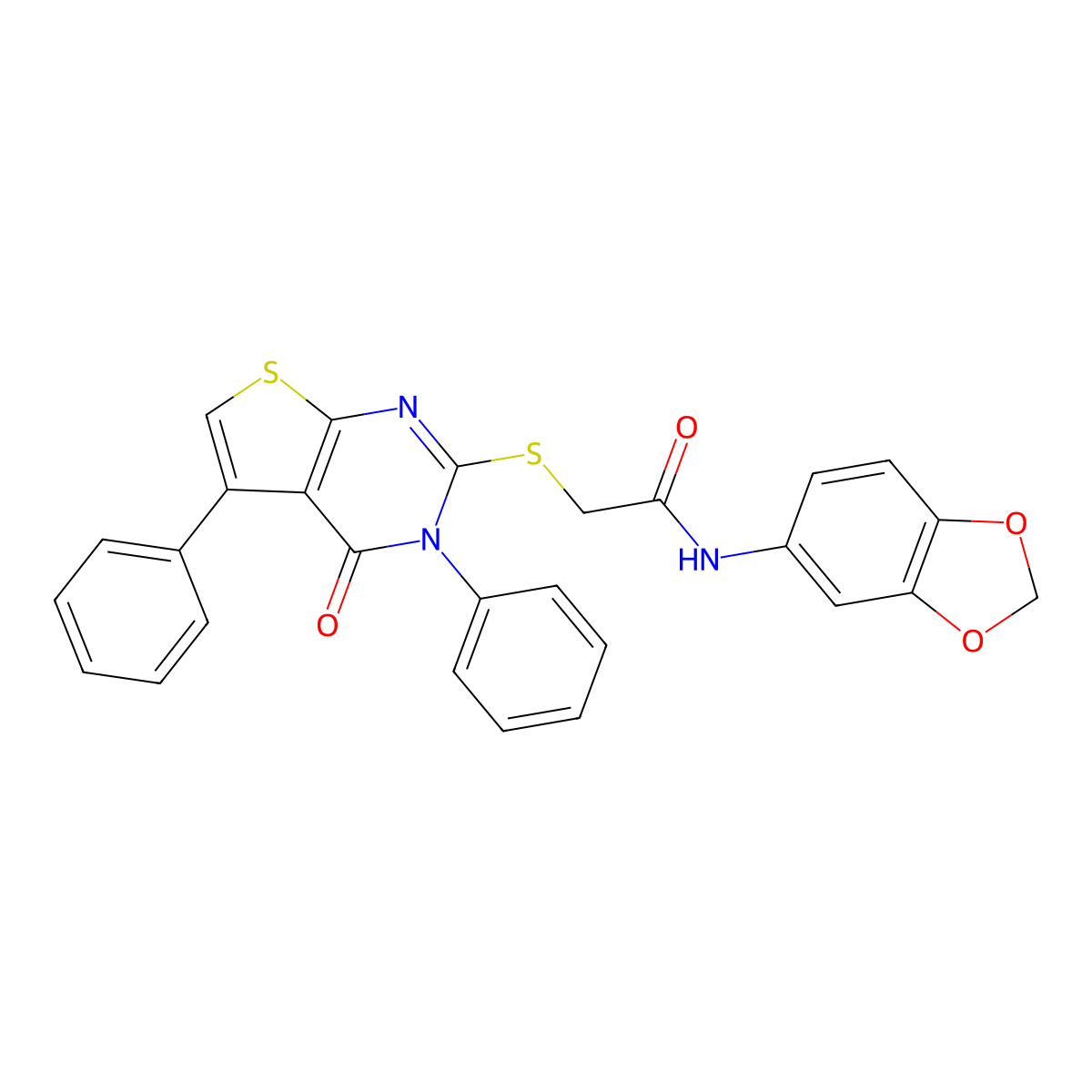 N-(1,3-benzodioxol-5-yl)-2-(4-oxo-3,5-diphenylthieno[2,3-d]pyrimidin-2-yl)sulfanylacetamide molecular structure, CAS 328108-53-8