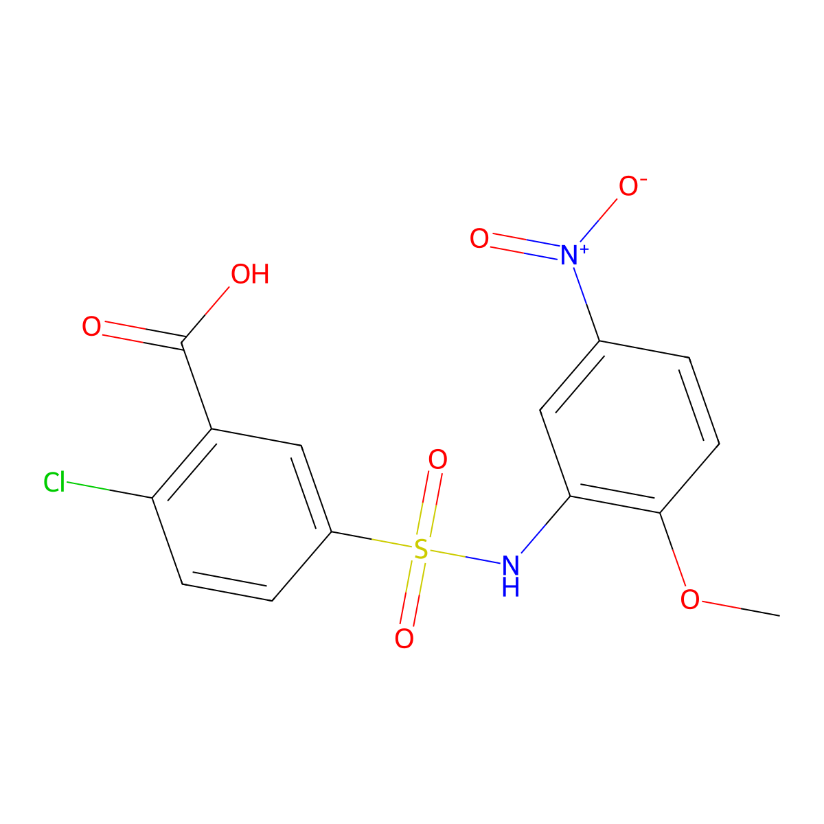 2-Chloro-5-[(2-methoxy-5-nitrophenyl)sulfamoyl]benzoic acid molecular structure, CAS 328108-87-8