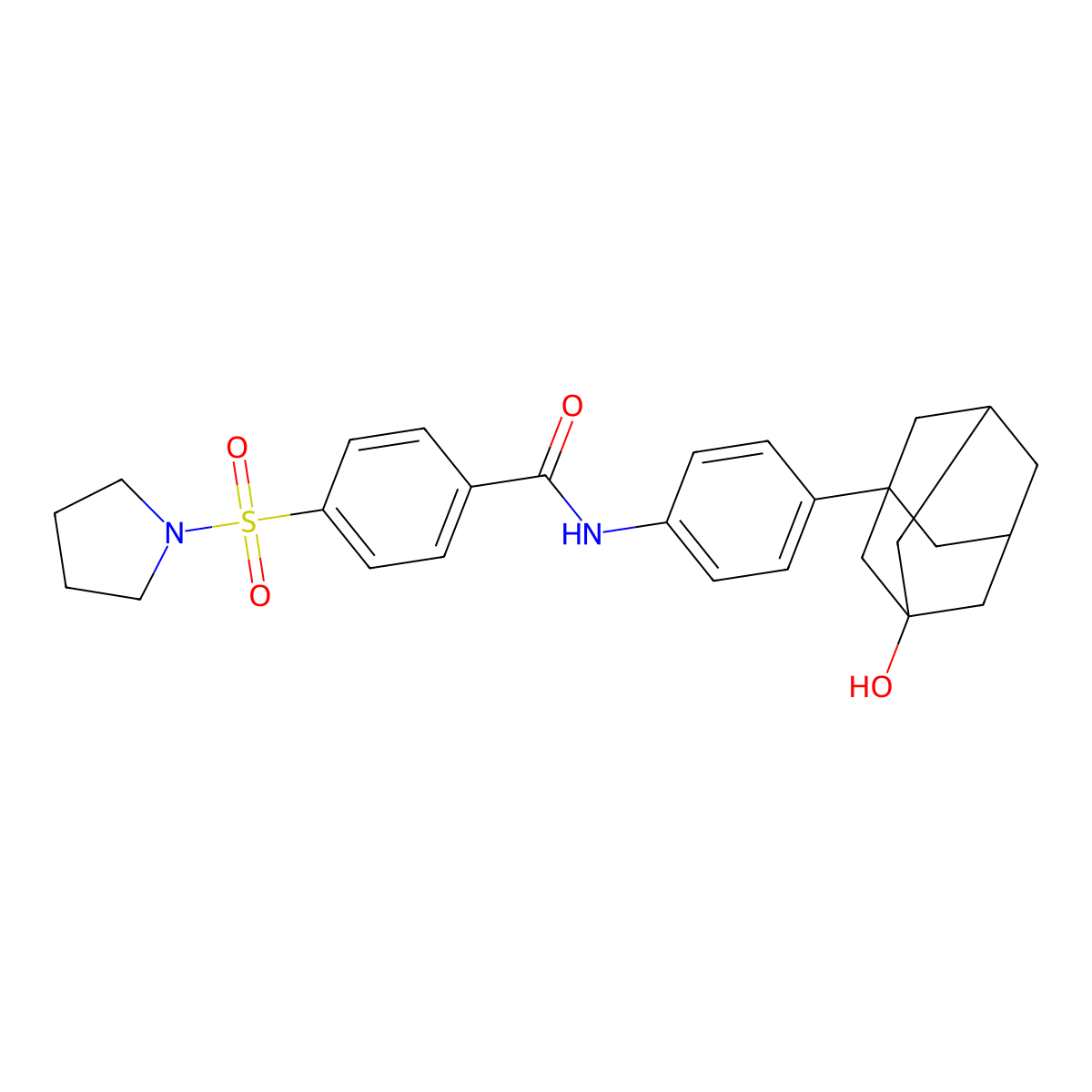 N-[4-(3-hydroxyadamantan-1-yl)phenyl]-4-(pyrrolidine-1-sulfonyl)benzamide molecular structure, CAS 328109-54-2