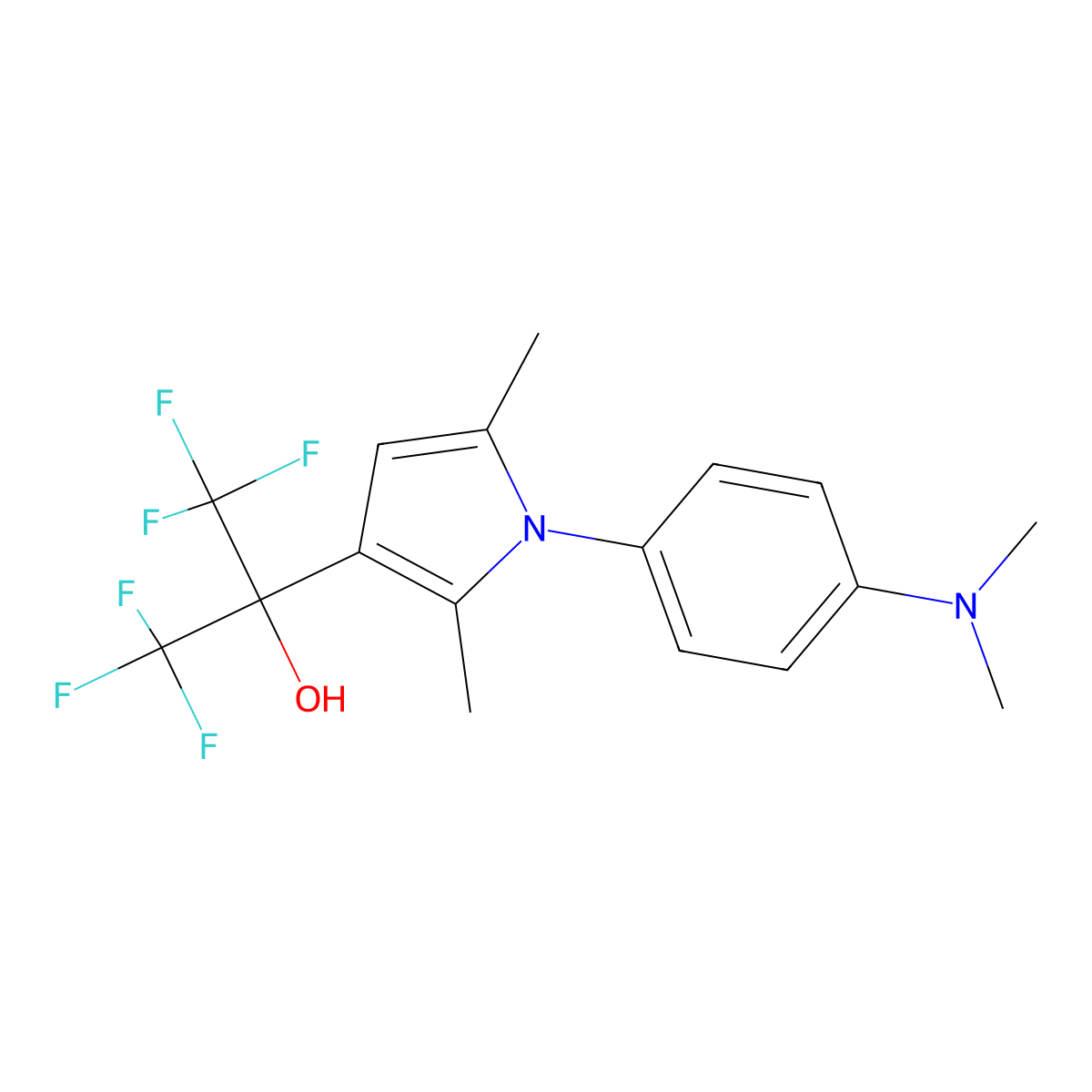 2-{1-[4-(dimethylamino)phenyl]-2,5-dimethyl-1H-pyrrol-3-yl}-1,1,1,3,3,3-hexafluoropropan-2-ol molecular structure, CAS 328110-31-2
