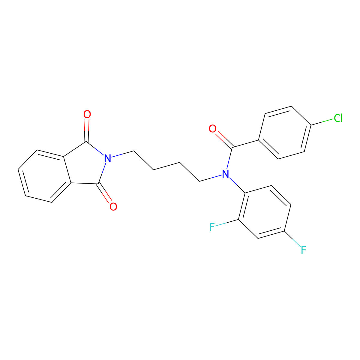 4-chloro-N-(2,4-difluorophenyl)-N-(4-(1,3-dioxoisoindolin-2-yl)butyl)benzamide molecular structure, CAS 328110-48-1