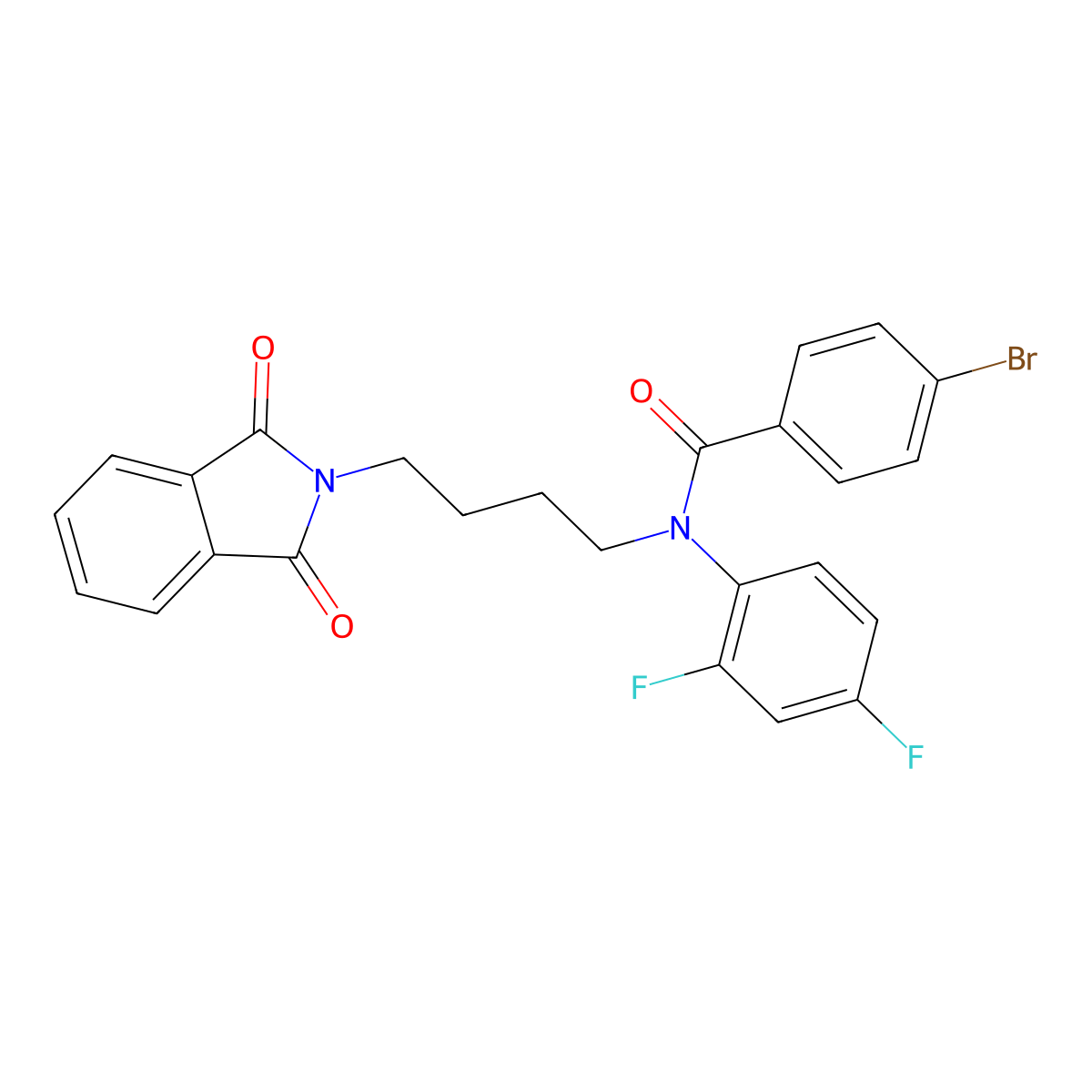 4-bromo-N-(2,4-difluorophenyl)-N-(4-(1,3-dioxoisoindolin-2-yl)butyl)benzamide molecular structure, CAS 328110-49-2