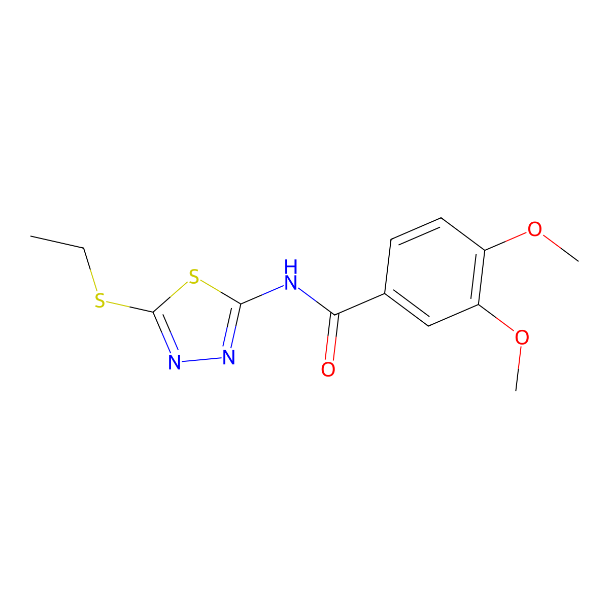 N-[5-(ethylsulfanyl)-1,3,4-thiadiazol-2-yl]-3,4-dimethoxybenzamide molecular structure, CAS 328112-85-2