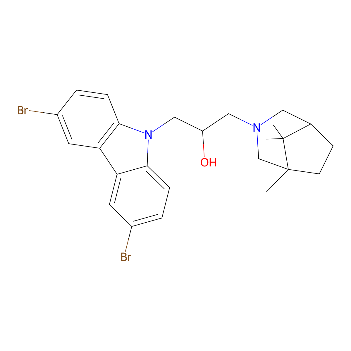 1-(3,6-Dibromocarbazol-9-yl)-3-(5,8,8-trimethyl-3-azabicyclo[3.2.1]octan-3-yl)propan-2-ol molecular structure, CAS 328113-23-1