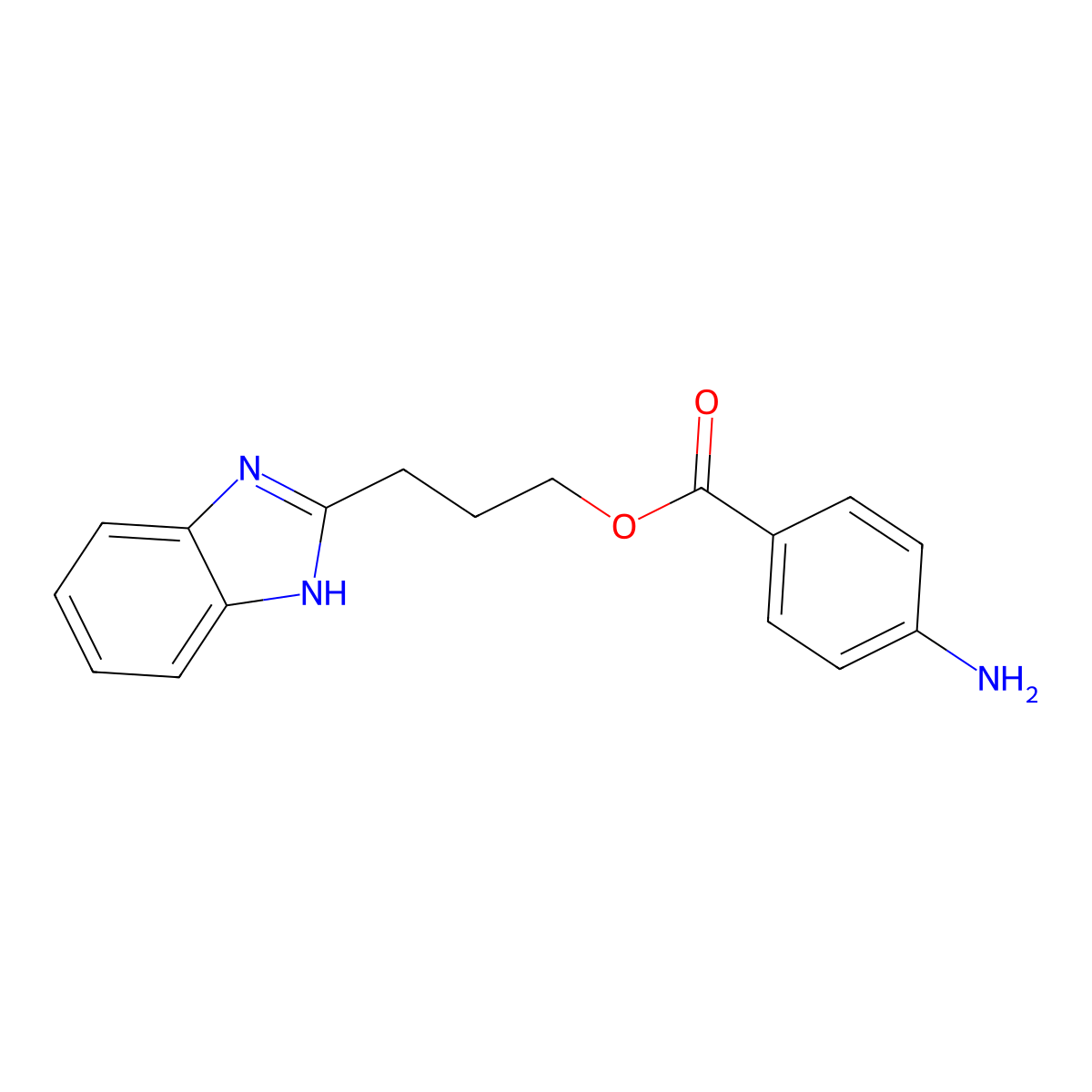 4-Amino-benzoic acid 3-(1H-benzoimidazol-2-yl)-propyl ester molecular structure, CAS 328117-25-5