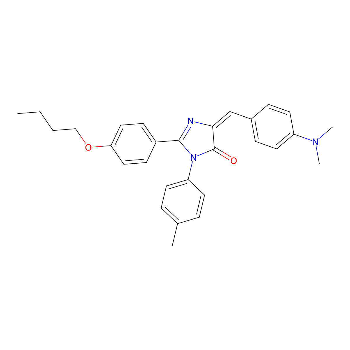 2-(4-Butoxyphenyl)-5-[[4-(dimethylamino)phenyl]methylene]-3,5-dihydro-3-(4-methylphenyl)-4H-imidazol-4-one molecular structure, CAS 328117-60-8