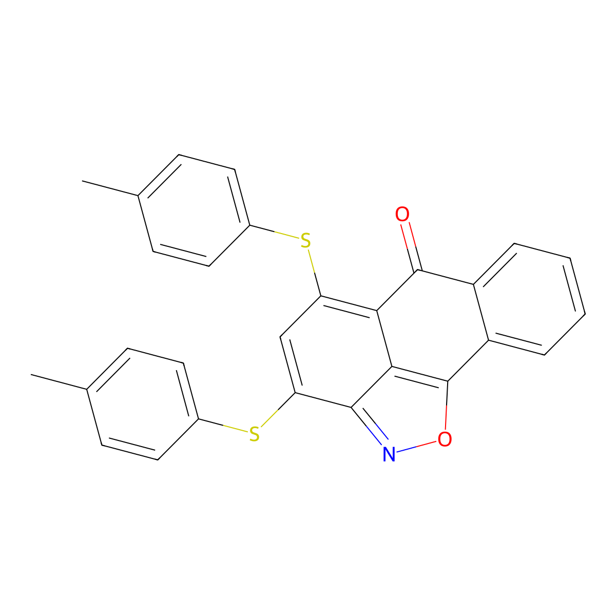 3,5-bis(p-tolylthio)-6H-anthra[1,9-cd]isoxazol-6-one molecular structure, CAS 328118-16-7