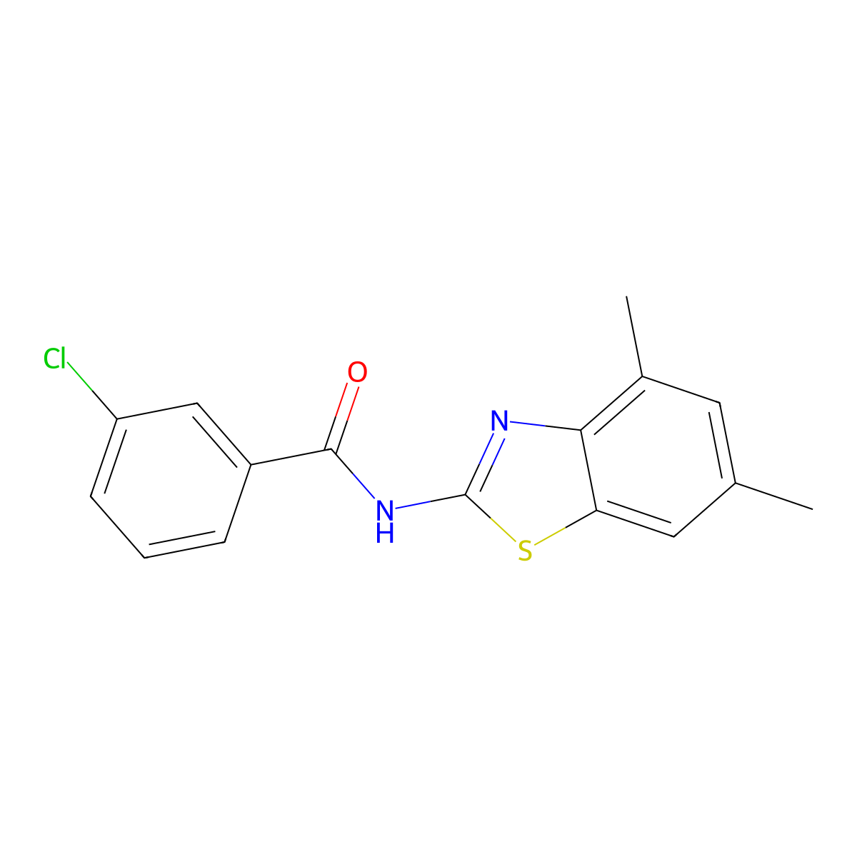 3-chloro-N-(4,6-dimethyl-1,3-benzothiazol-2-yl)benzamide molecular structure, CAS 328118-28-1