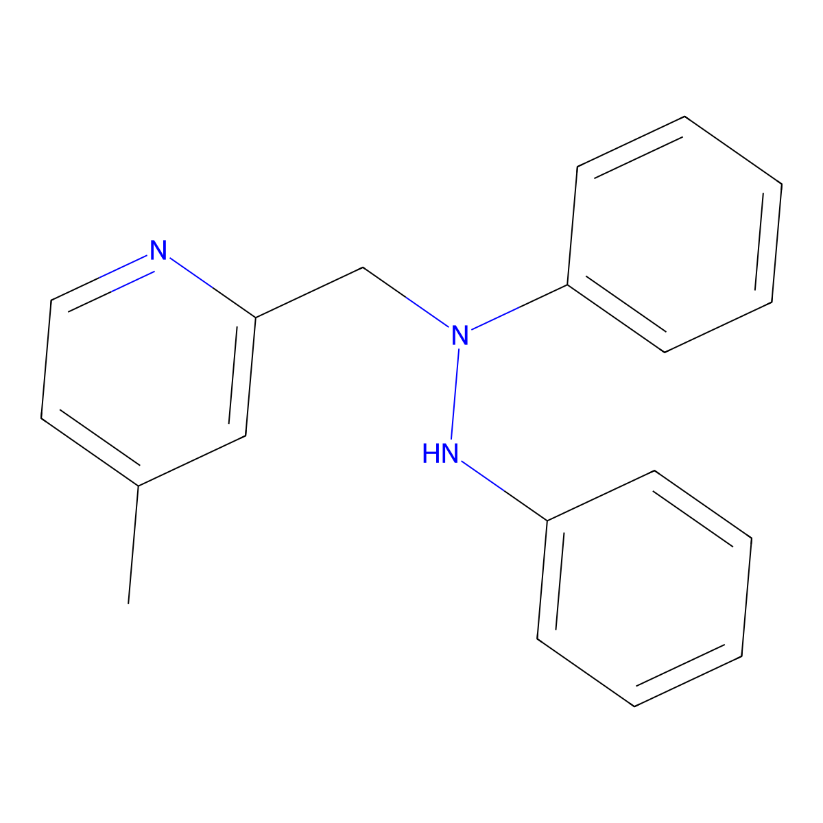 2-((1,2-Diphenylhydrazinyl)methyl)-4-methylpyridine molecular structure, CAS 32812-36-5
