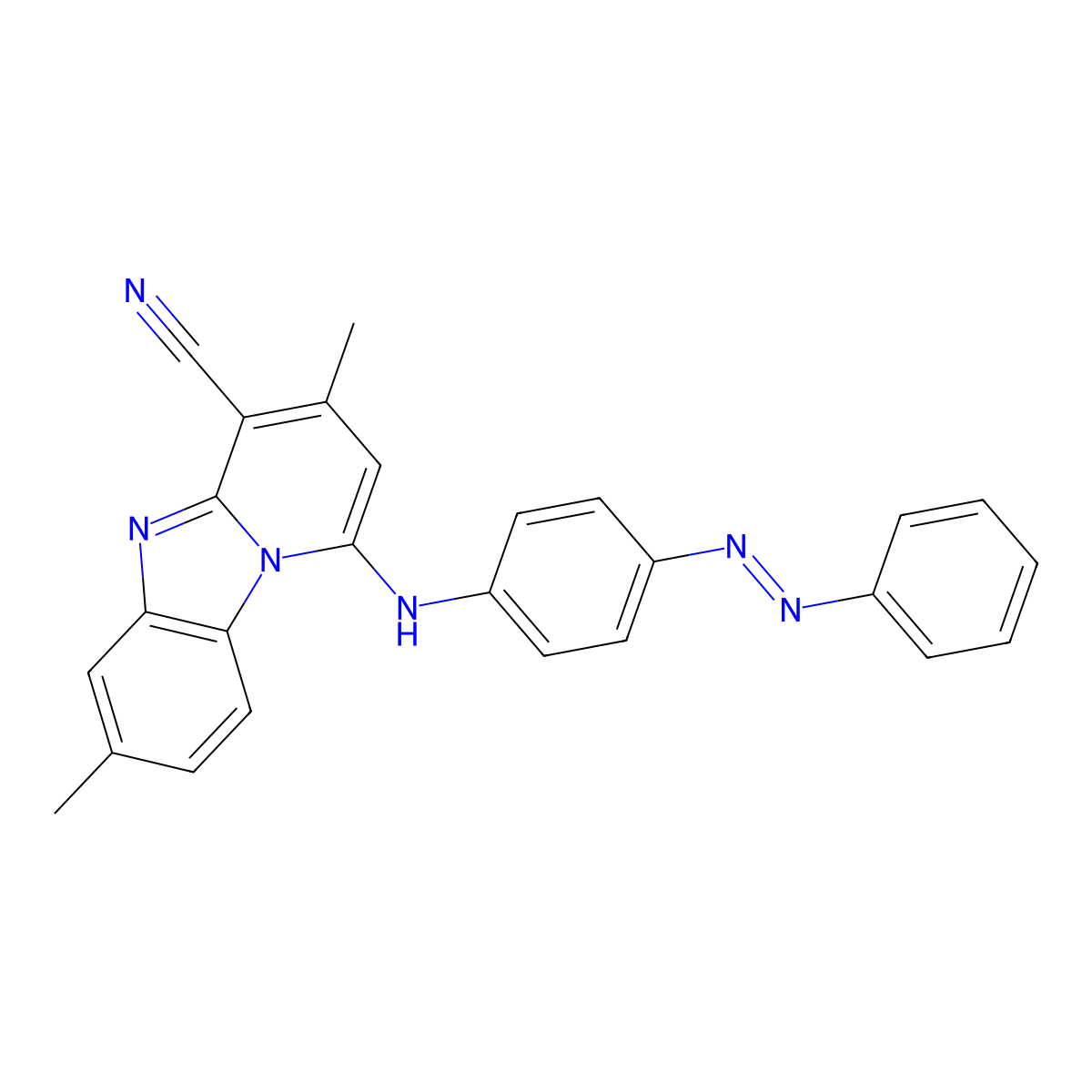 3,7-dimethyl-1-{4-[(E)-2-phenyl-1-diazenyl]anilino}pyrido[1,2-a][1,3]benzimidazol-4-yl cyanide molecular structure, CAS 328130-65-0