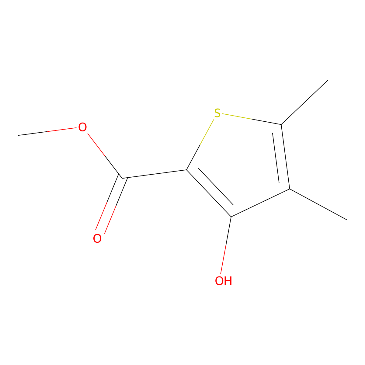 Methyl 3-hydroxy-4,5-dimethylthiophene-2-carboxylate molecular structure, CAS 32822-84-7