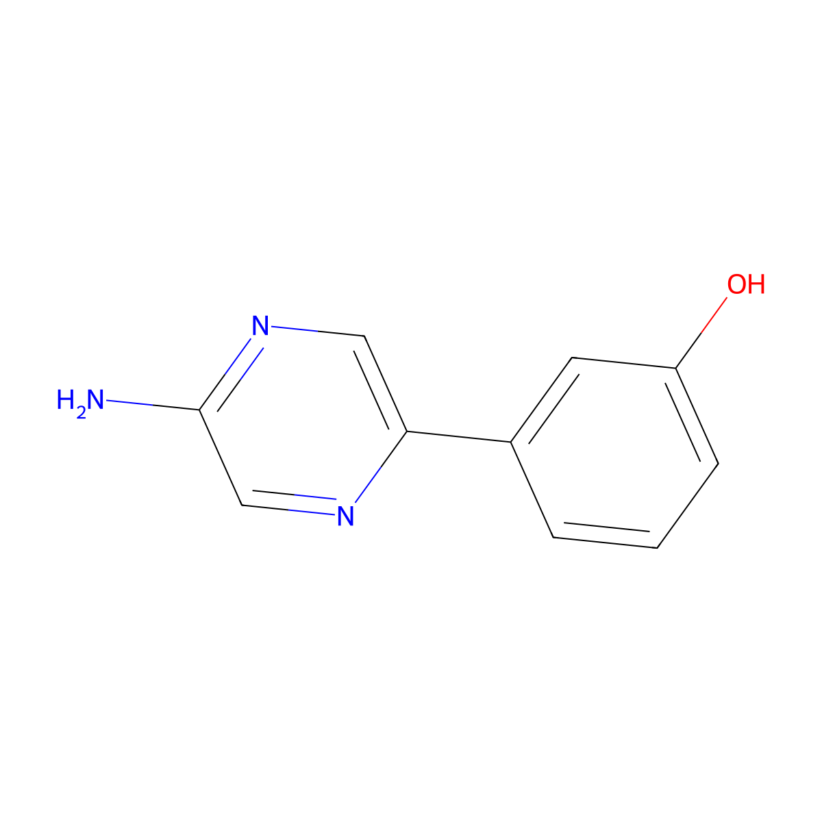 2-Amino-5-(3-hydroxyphenyl)pyrazine molecular structure, CAS 328233-26-7