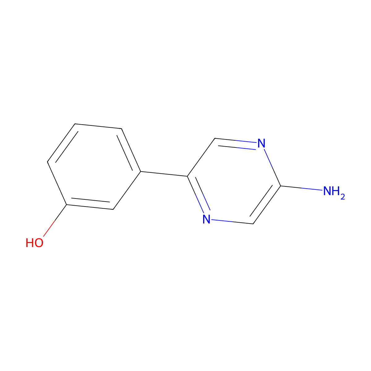 2-Amino-5-(3-hydroxyphenyl)pyrazine molecular structure, CAS 328233-26-7