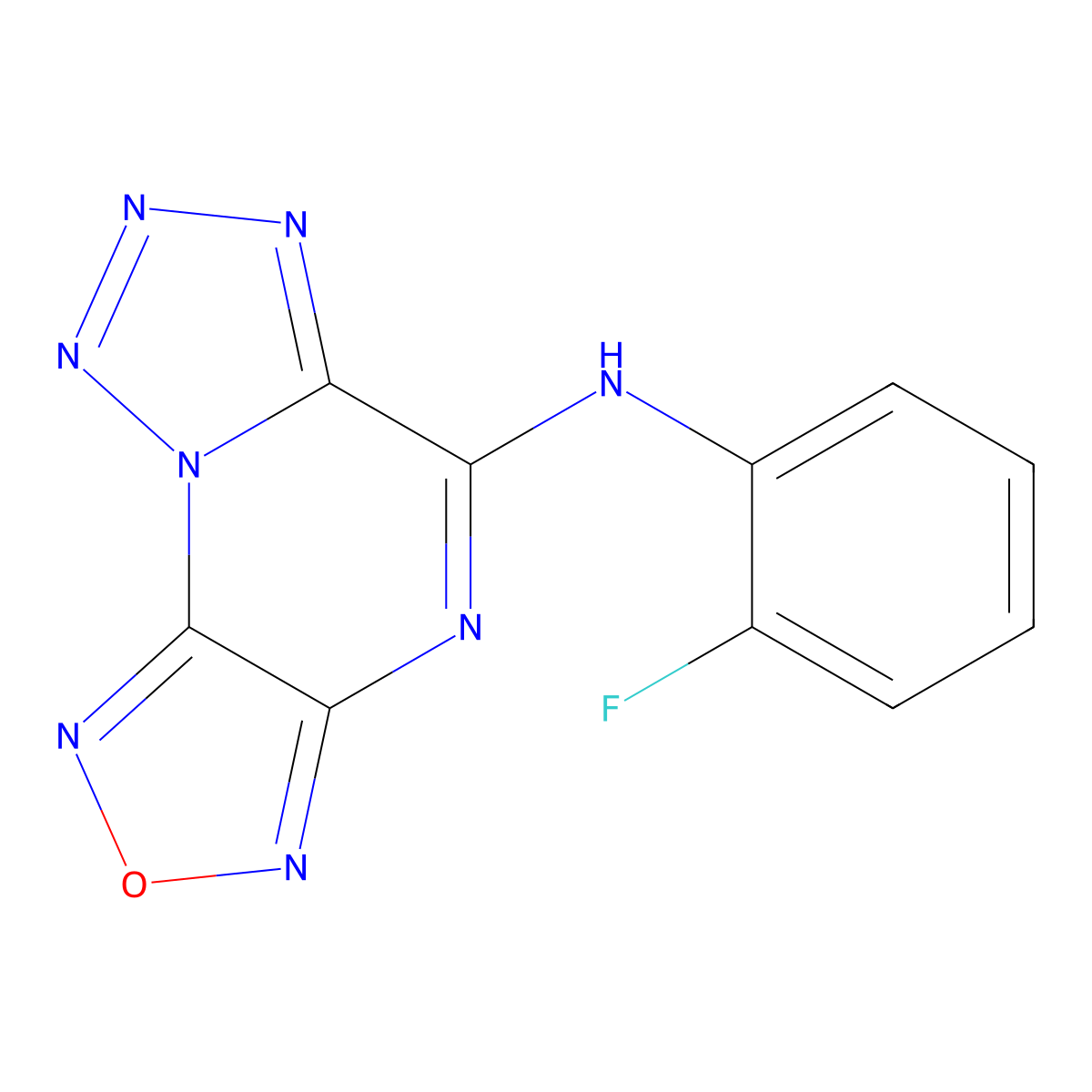Furazano[3,4-E]tetrazolo[1,5-a]pyrazin-5-amine, N-(2-fluorophenyl)- molecular structure, CAS 328242-91-7