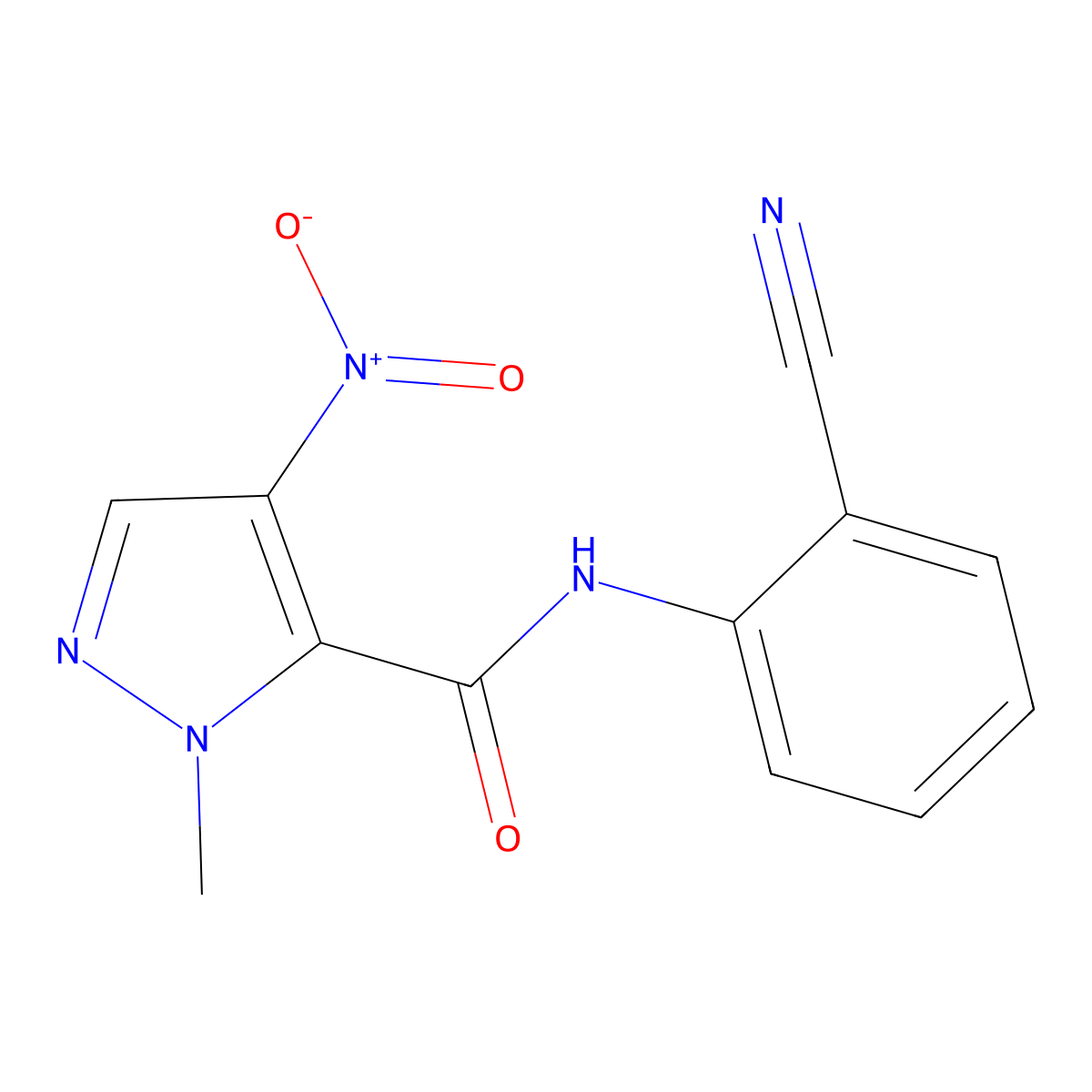 N-(2-cyanophenyl)-2-methyl-4-nitropyrazole-3-carboxamide molecular structure, CAS 328251-83-8