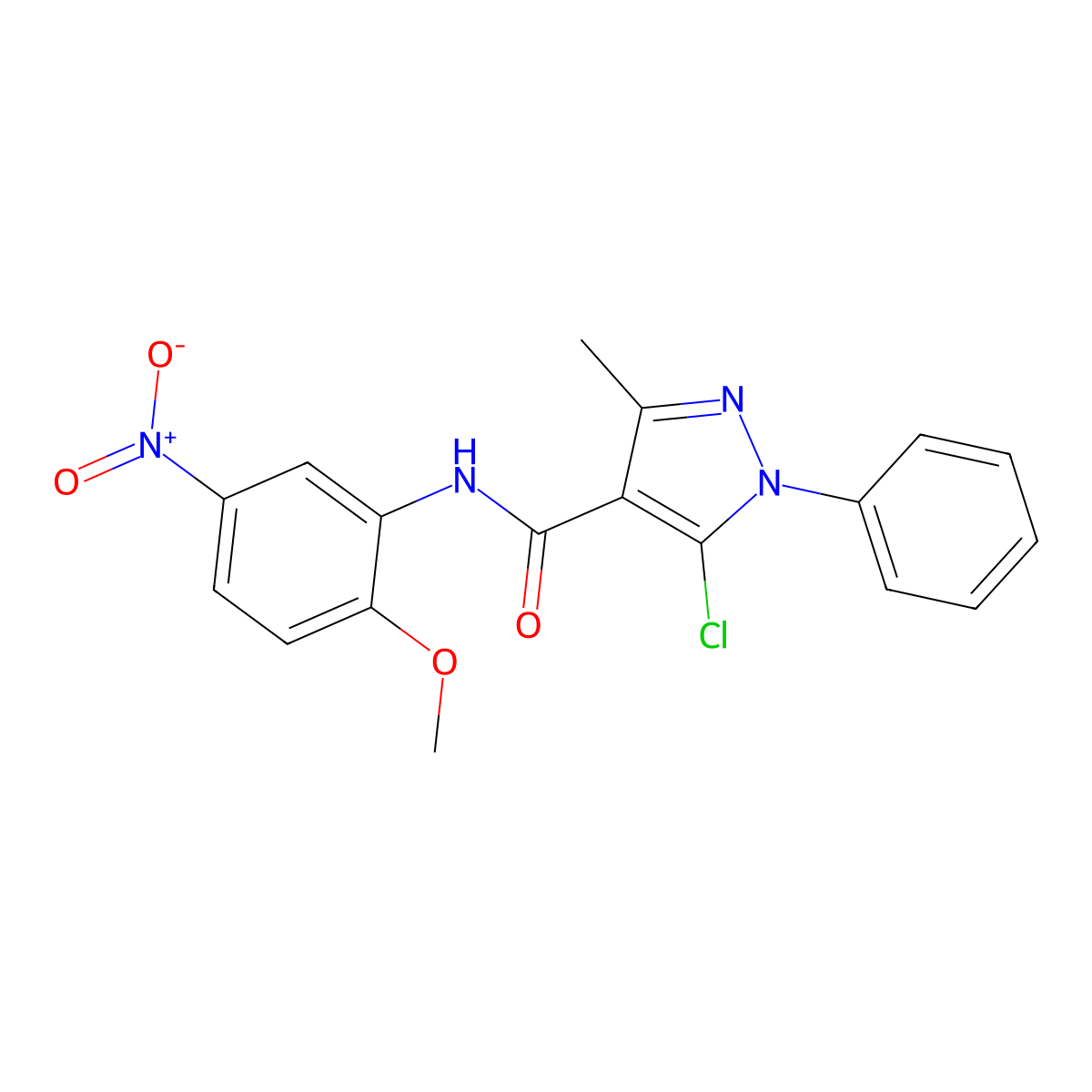 5-chloro-N-{5-nitro-2-methoxyphenyl}-3-methyl-1-phenyl-1H-pyrazole-4-carboxamide molecular structure, CAS 328251-85-0