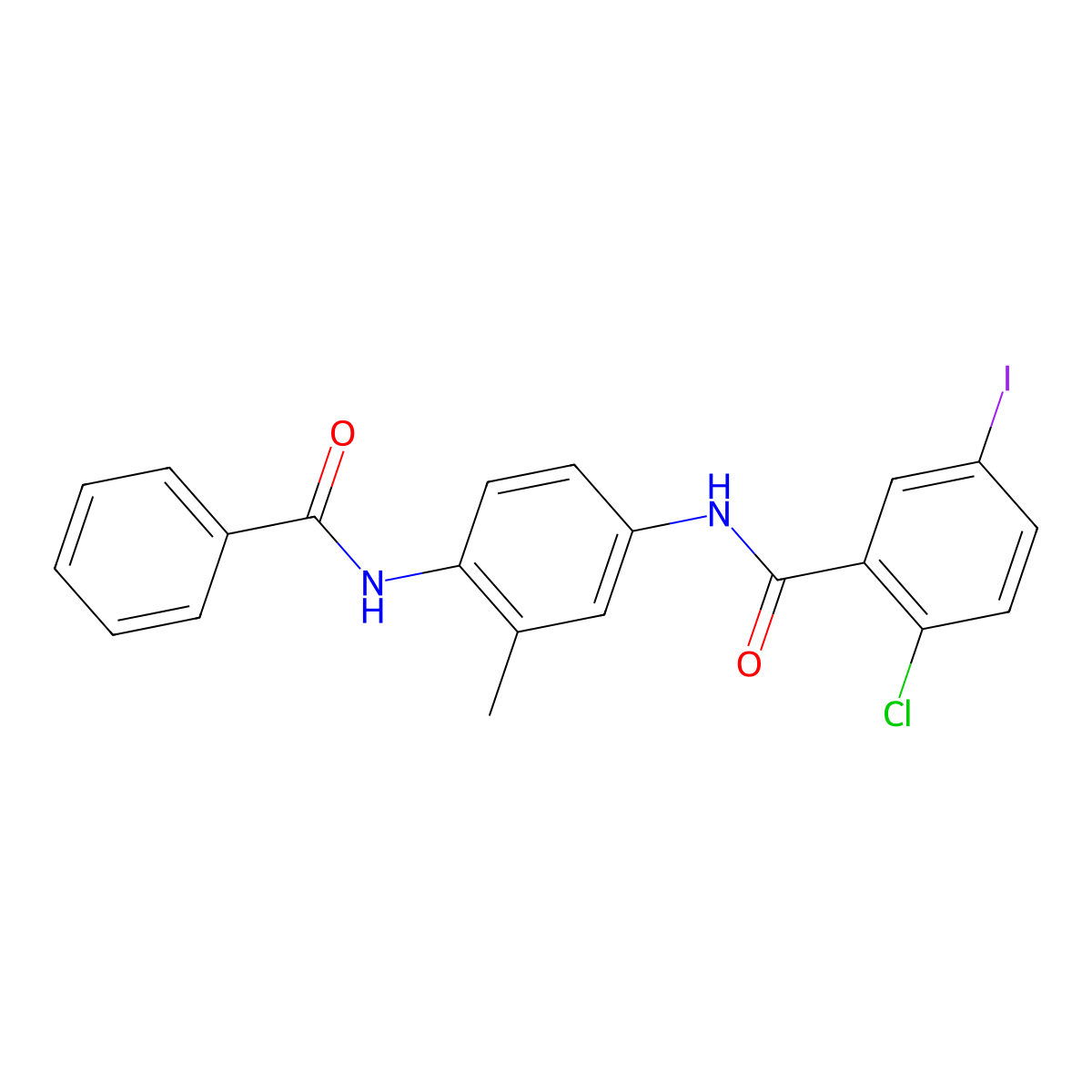 N-(4-benzamido-3-methylphenyl)-2-chloro-5-iodobenzamide molecular structure, CAS 328252-63-7