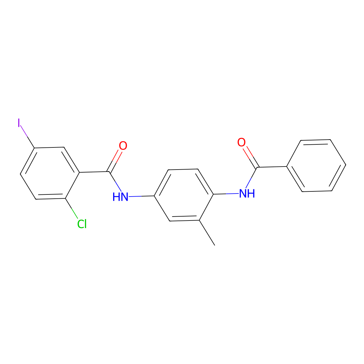 N-(4-benzamido-3-methylphenyl)-2-chloro-5-iodobenzamide molecular structure, CAS 328252-63-7