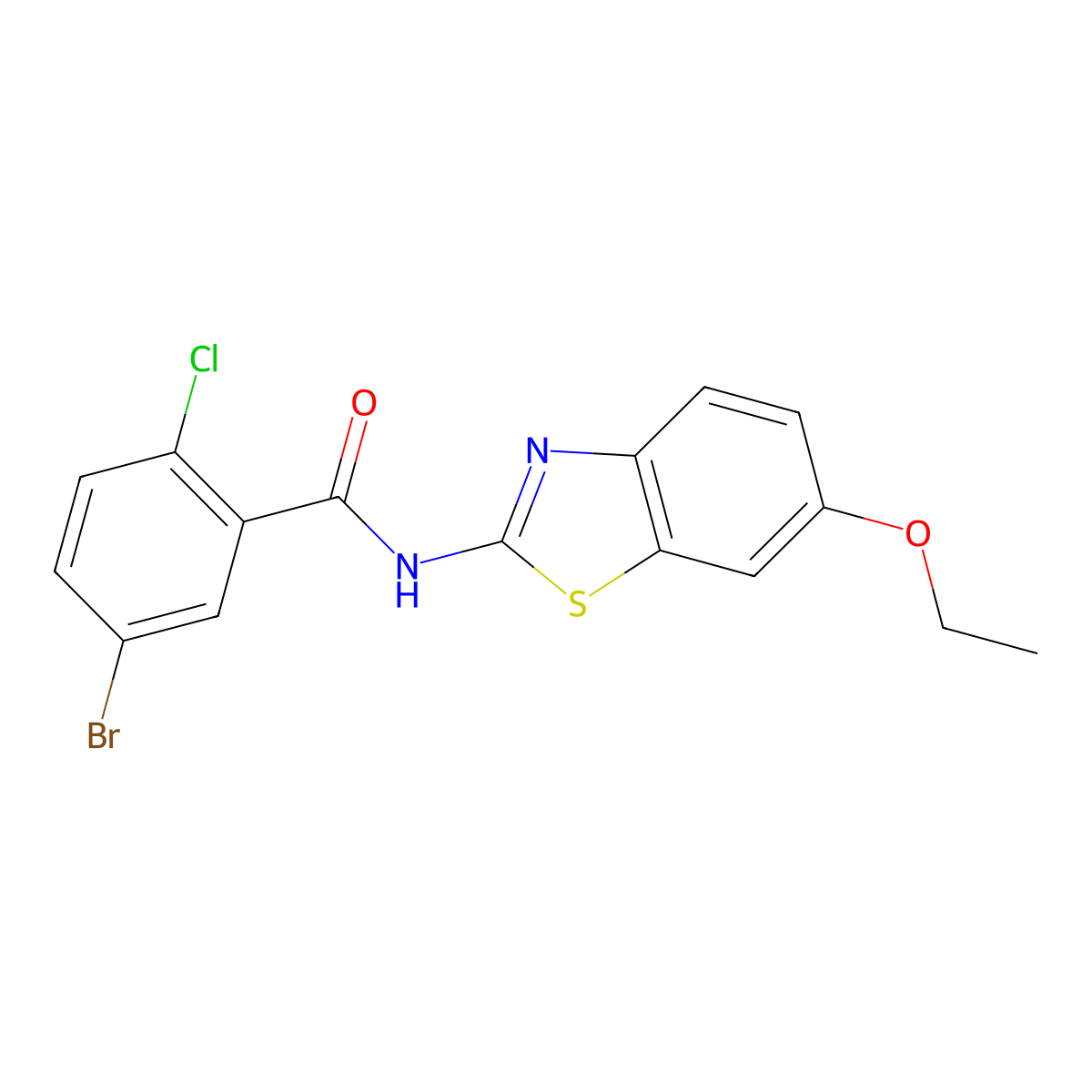 5-bromo-2-chloro-N-(6-ethoxy-1,3-benzothiazol-2-yl)benzamide molecular structure, CAS 328253-35-6