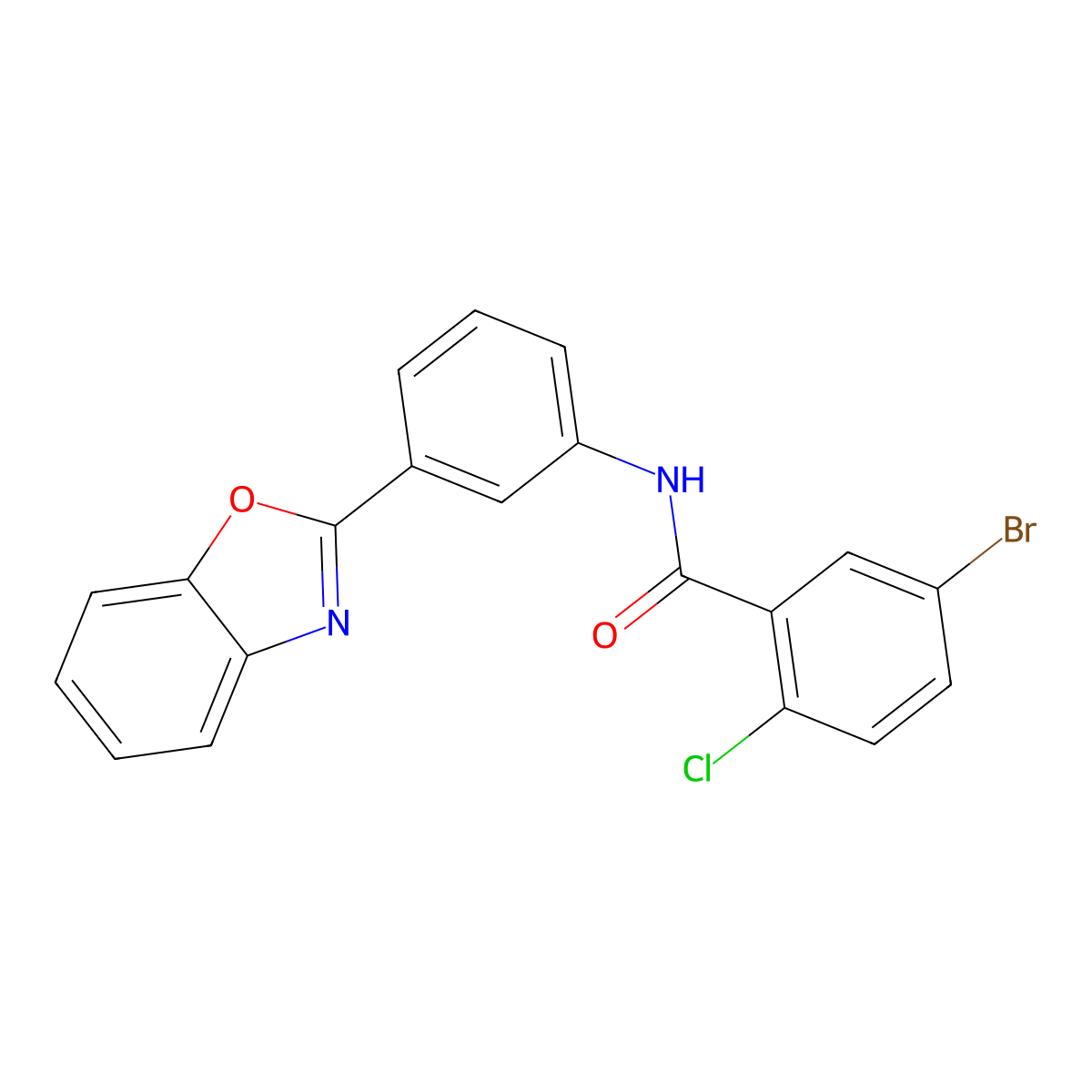 N-[3-(1,3-benzoxazol-2-yl)phenyl]-5-bromo-2-chlorobenzamide molecular structure, CAS 328253-42-5