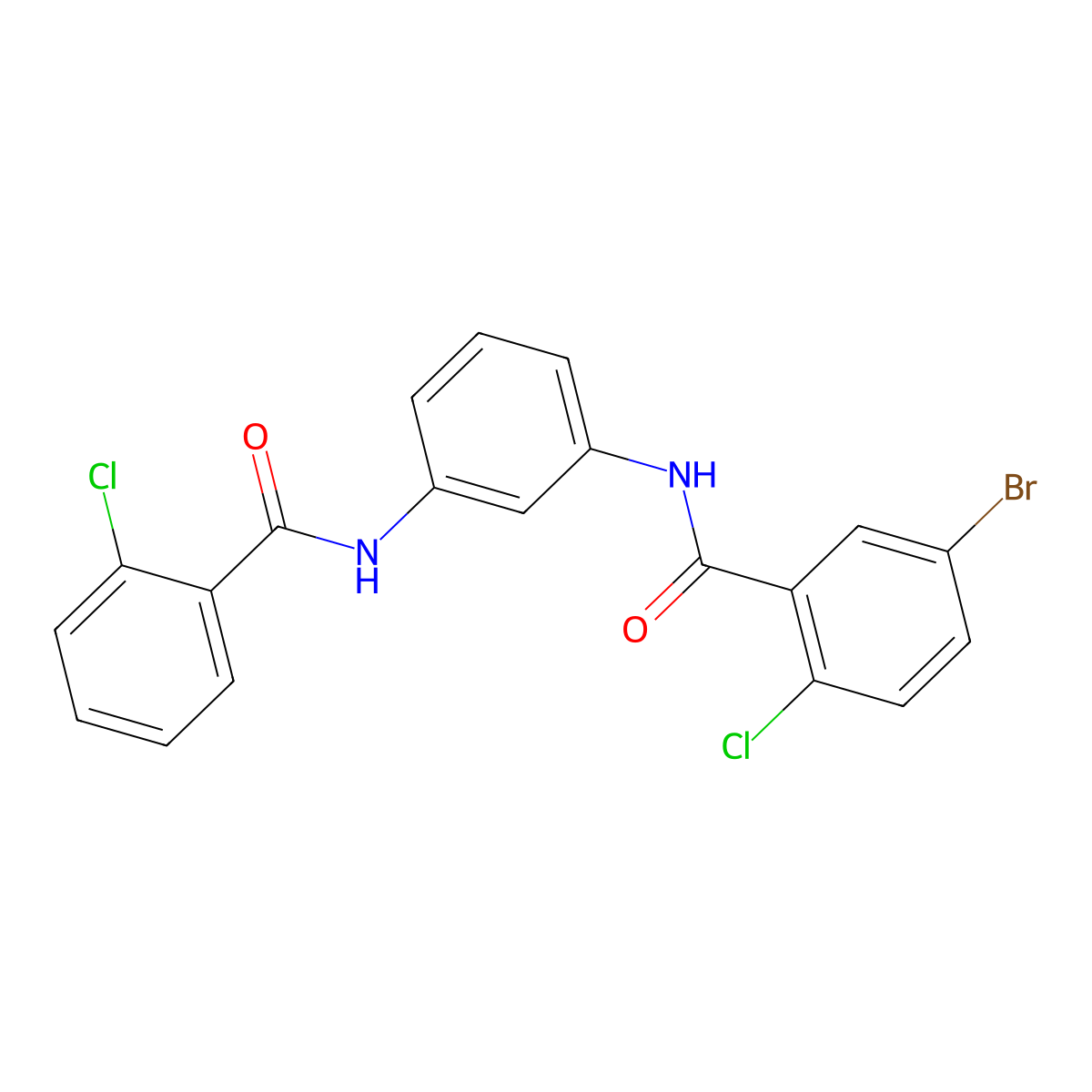 5-bromo-2-chloro-N-[3-[(2-chlorobenzoyl)amino]phenyl]benzamide molecular structure, CAS 328253-79-8