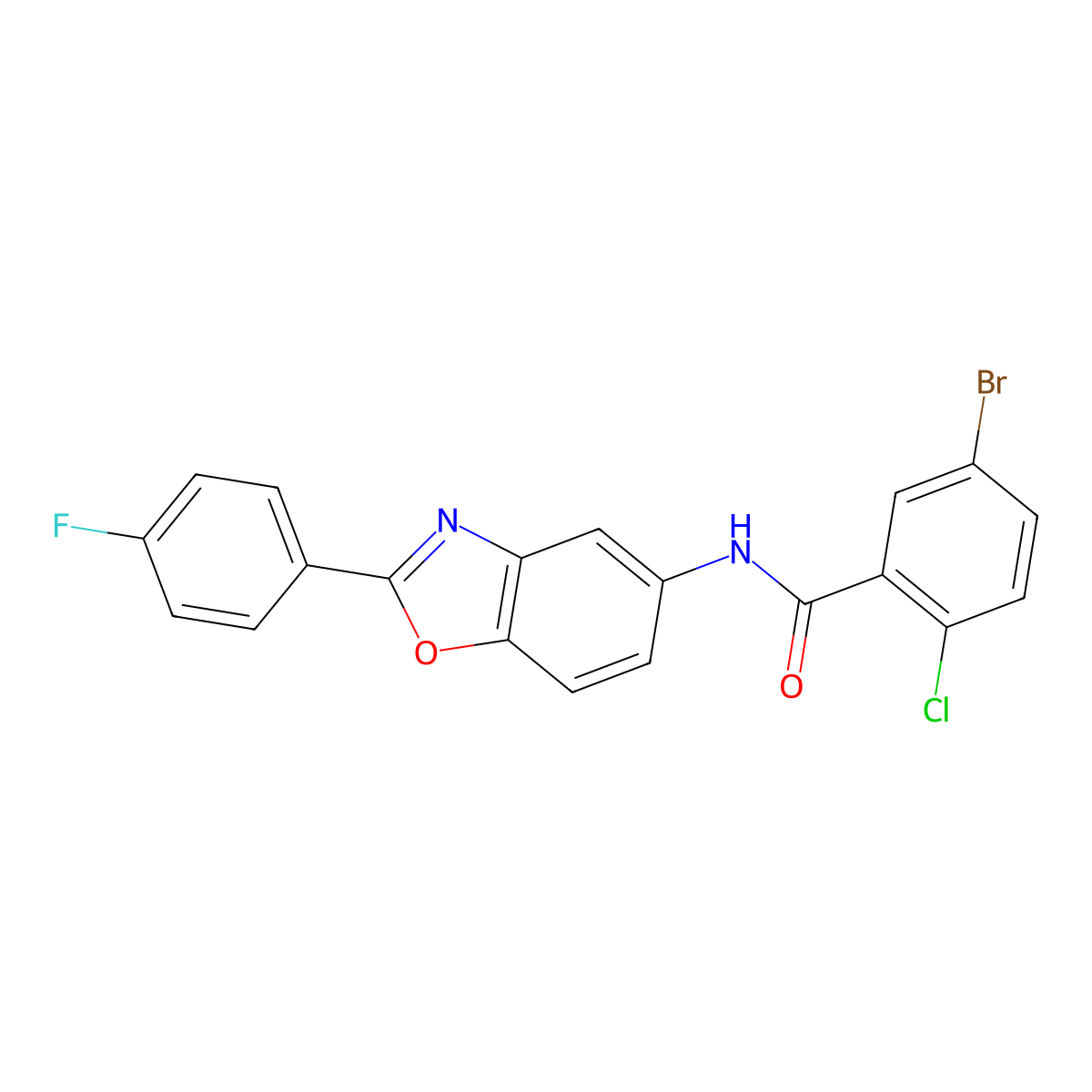 5-bromo-2-chloro-N-[2-(4-fluorophenyl)-1,3-benzoxazol-5-yl]benzamide molecular structure, CAS 328253-84-5