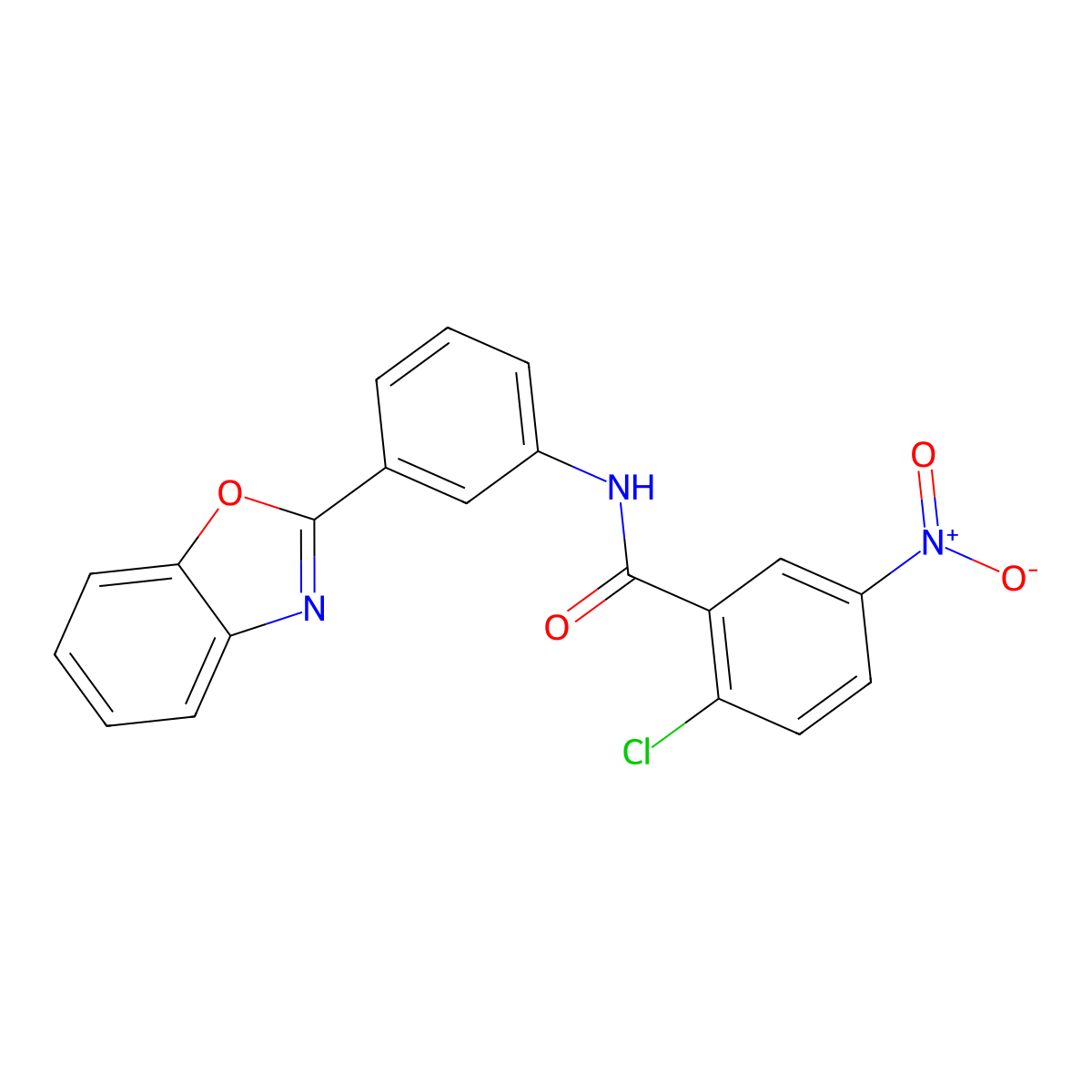 N-[3-(1,3-benzoxazol-2-yl)phenyl]-2-chloro-5-nitrobenzamide molecular structure, CAS 328254-92-8