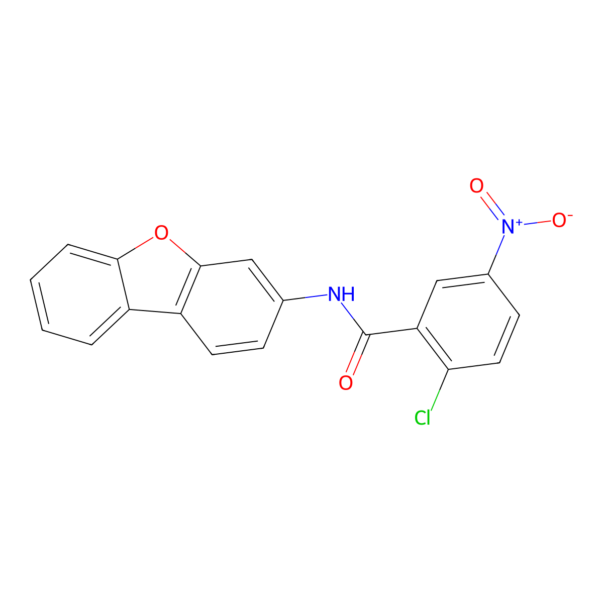 2-chloro-N-dibenzofuran-3-yl-5-nitrobenzamide molecular structure, CAS 328255-08-9