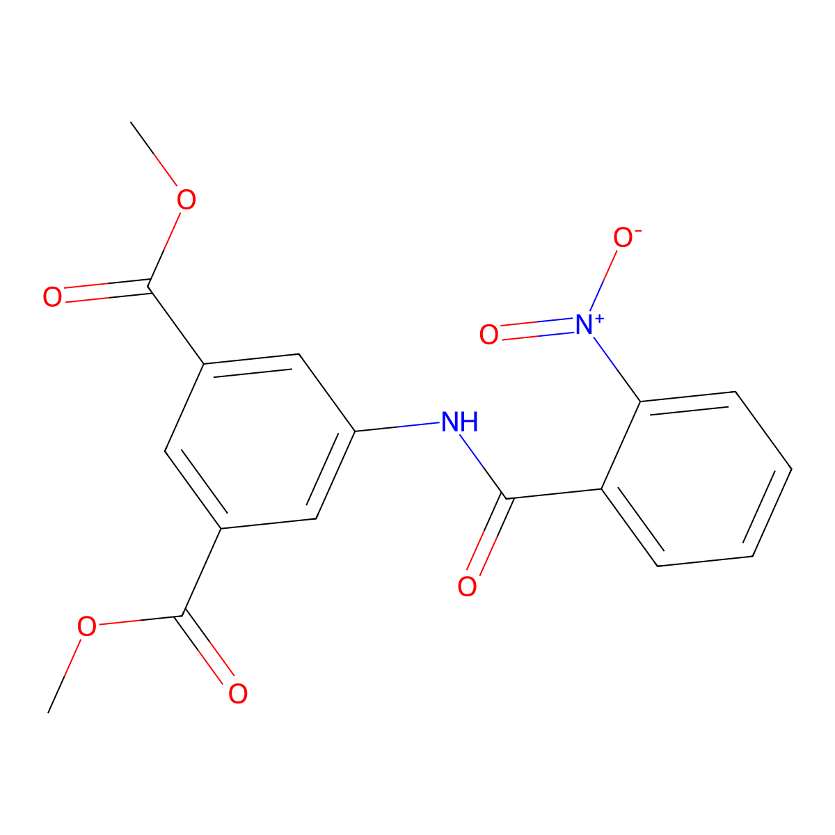 Dimethyl 5-((2-nitrobenzoyl)amino)isophthalate molecular structure, CAS 328259-18-3