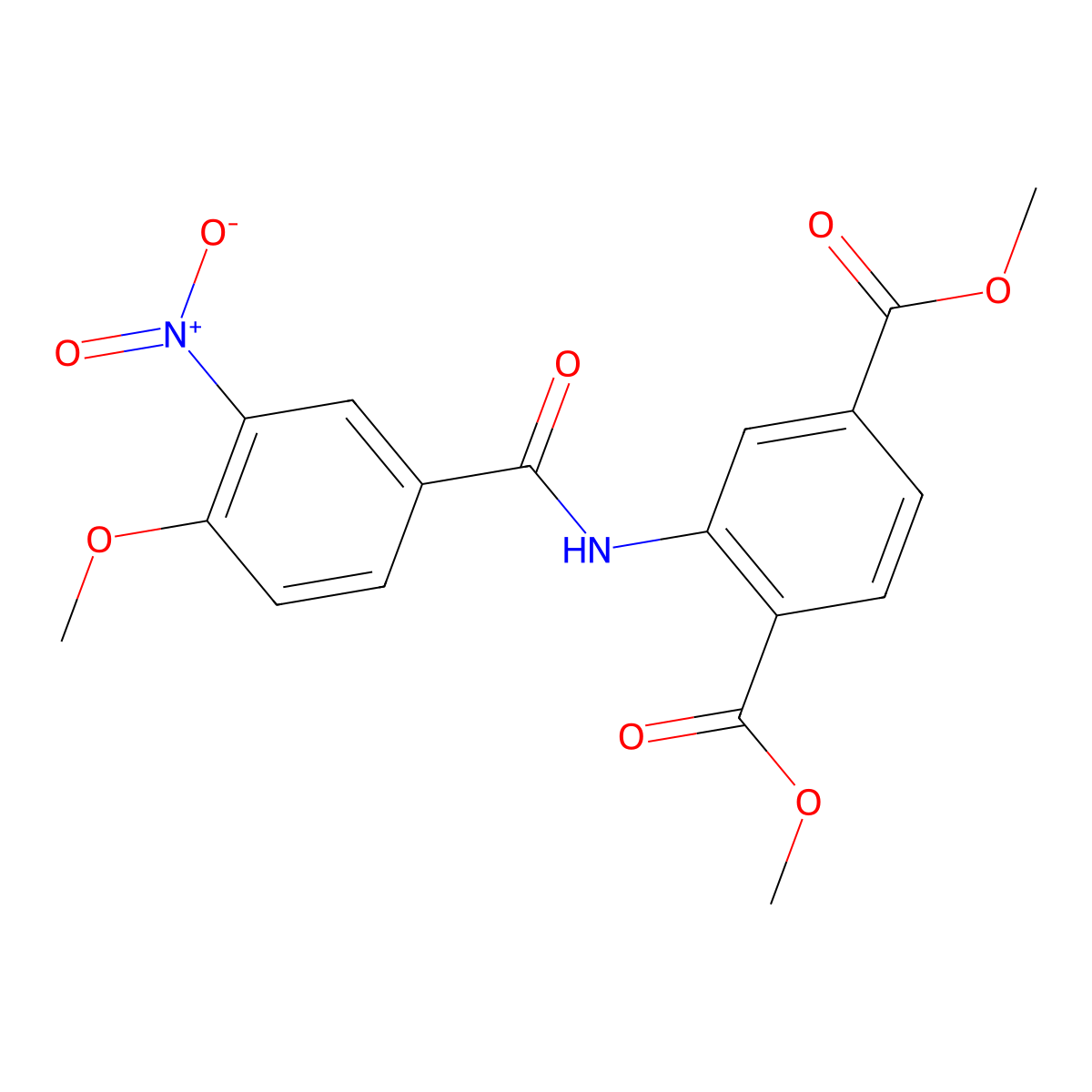Dimethyl 2-[(4-methoxy-3-nitrobenzoyl)amino]terephthalate molecular structure, CAS 328259-30-9