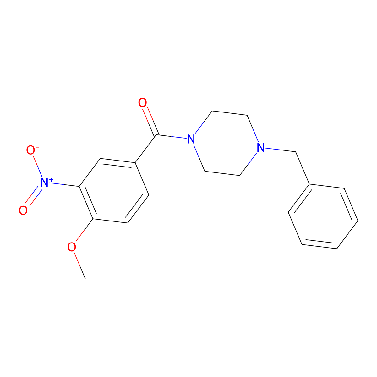 (4-Benzylpiperazin-1-yl)-(4-methoxy-3-nitrophenyl)methanone molecular structure, CAS 328259-42-3