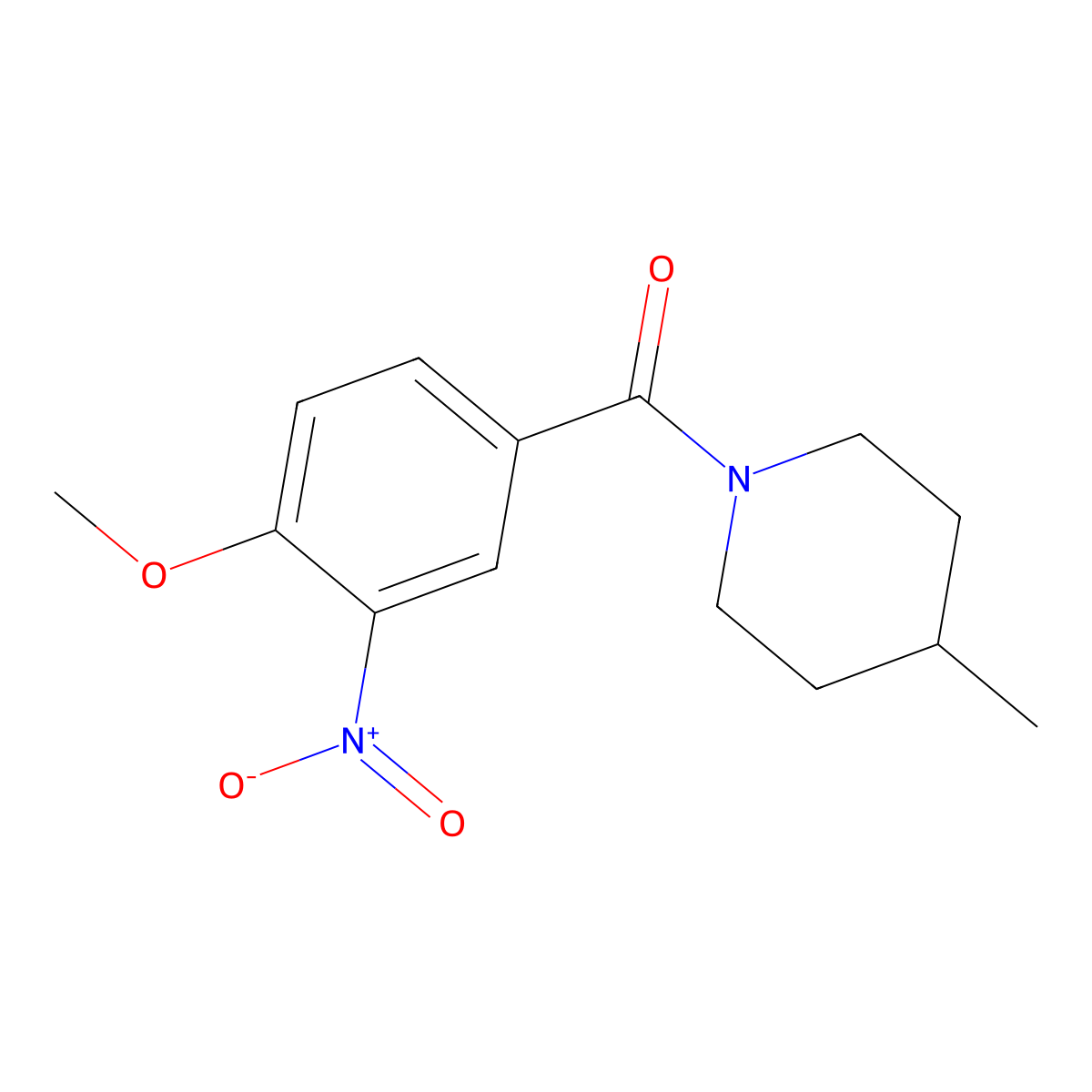 (4-Methoxy-3-nitrophenyl)-(4-methylpiperidin-1-yl)methanone molecular structure, CAS 328259-56-9