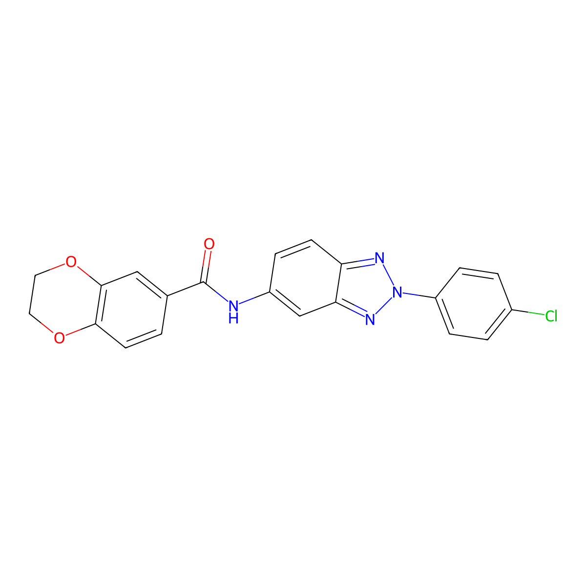 N-[2-(4-chlorophenyl)benzotriazol-5-yl]-2,3-dihydro-1,4-benzodioxine-6-carboxamide molecular structure, CAS 328260-78-2