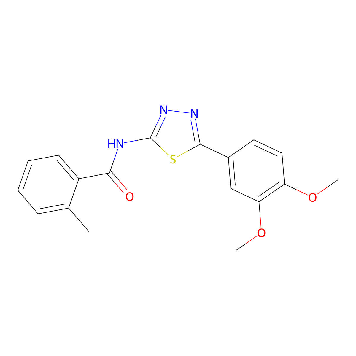 N-[5-(3,4-dimethoxyphenyl)-1,3,4-thiadiazol-2-yl]-2-methylbenzamide molecular structure, CAS 328260-86-2