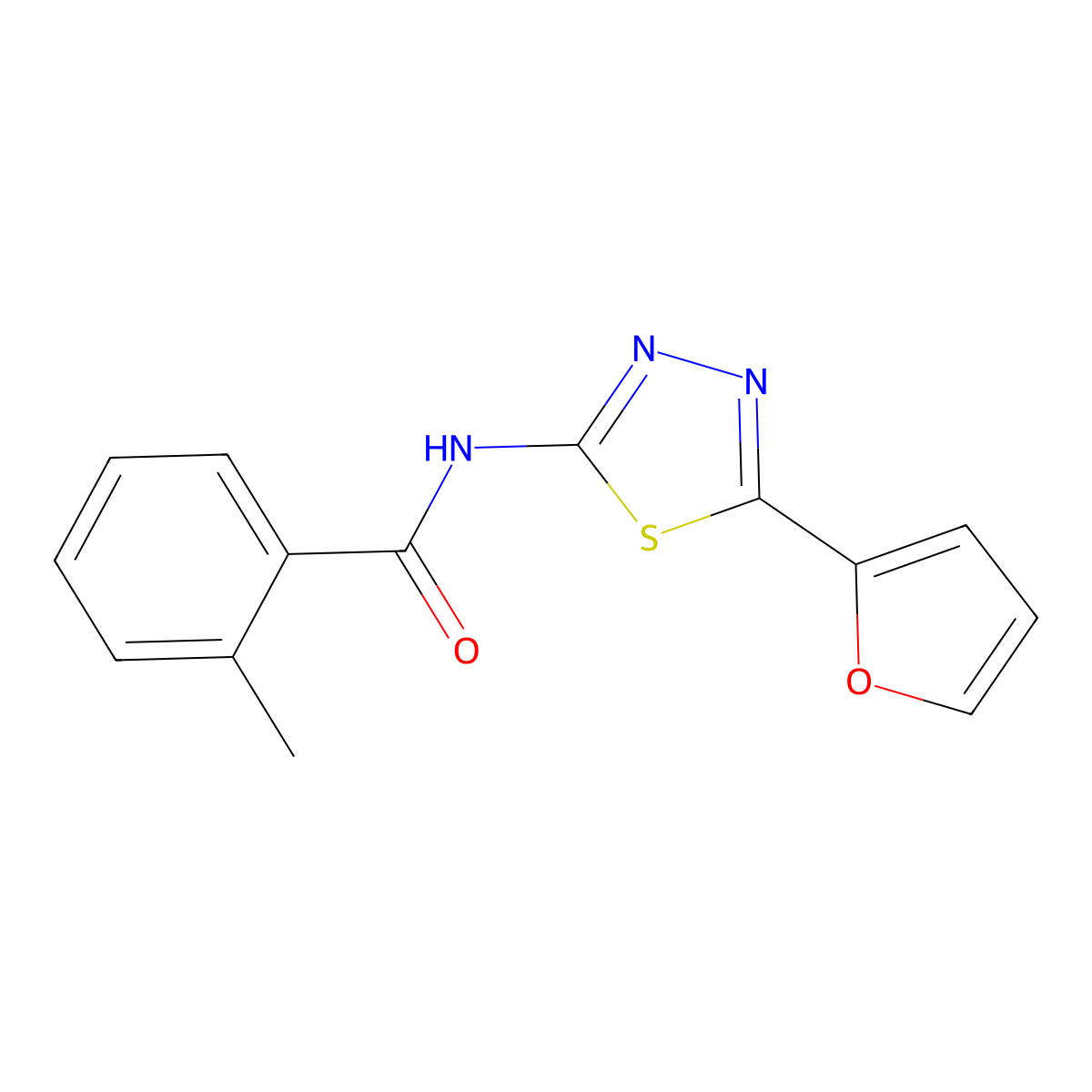 N-[5-(furan-2-yl)-1,3,4-thiadiazol-2-yl]-2-methylbenzamide molecular structure, CAS 328260-88-4