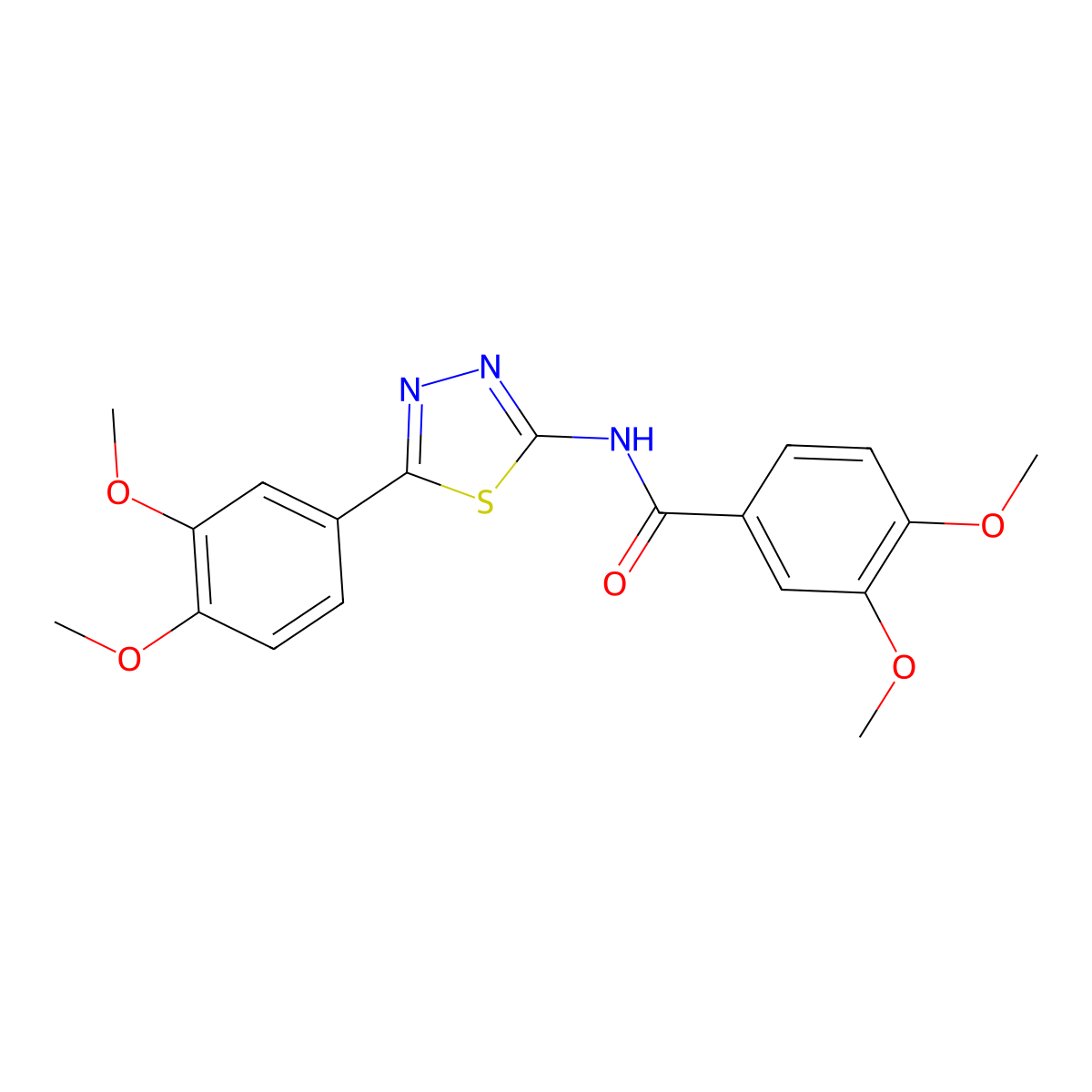 N-[5-(3,4-dimethoxyphenyl)-1,3,4-thiadiazol-2-yl]-3,4-dimethoxybenzamide molecular structure, CAS 328261-04-7