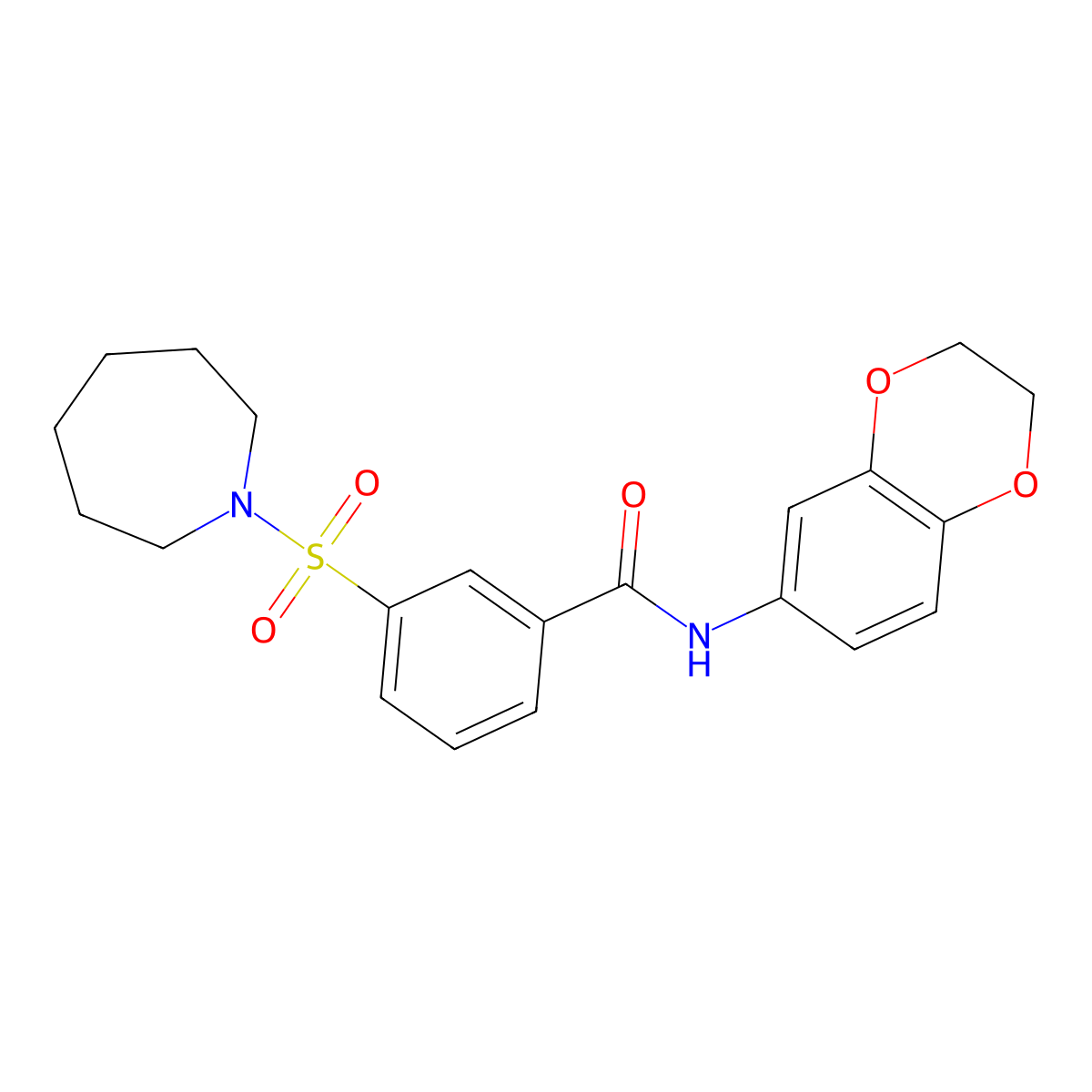 3-(1-Azepanylsulfonyl)-N-(2,3-dihydro-1,4-benzodioxin-6-YL)benzamide molecular structure, CAS 328261-26-3