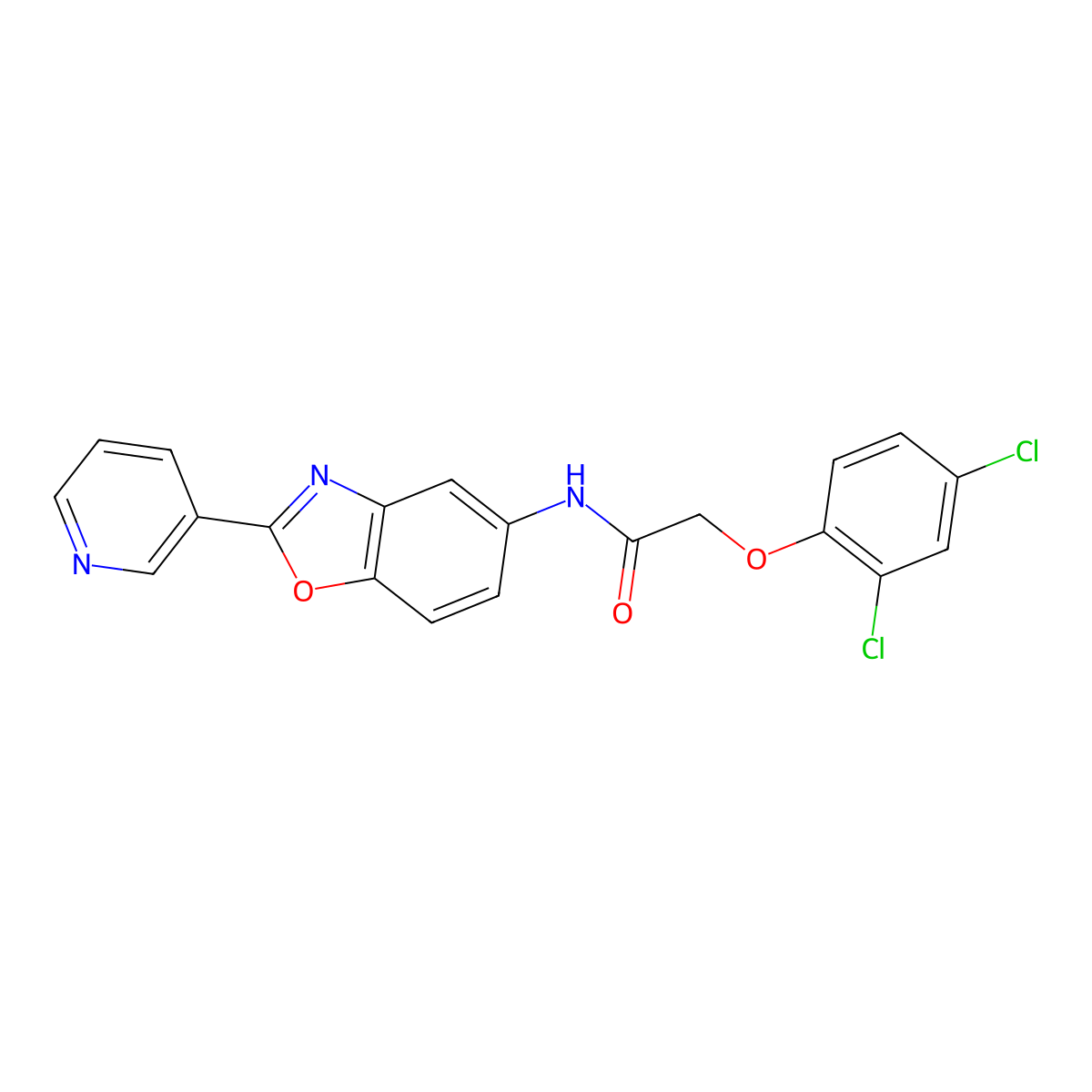 2-(2,4-dichlorophenoxy)-N-[2-(pyridin-3-yl)-1,3-benzoxazol-5-yl]acetamide molecular structure, CAS 328261-32-1