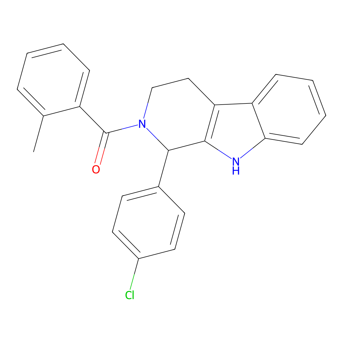 1-(4-chlorophenyl)-2-(2-methylbenzoyl)-2,3,4,9-tetrahydro-1H-beta-carboline molecular structure, CAS 328261-34-3