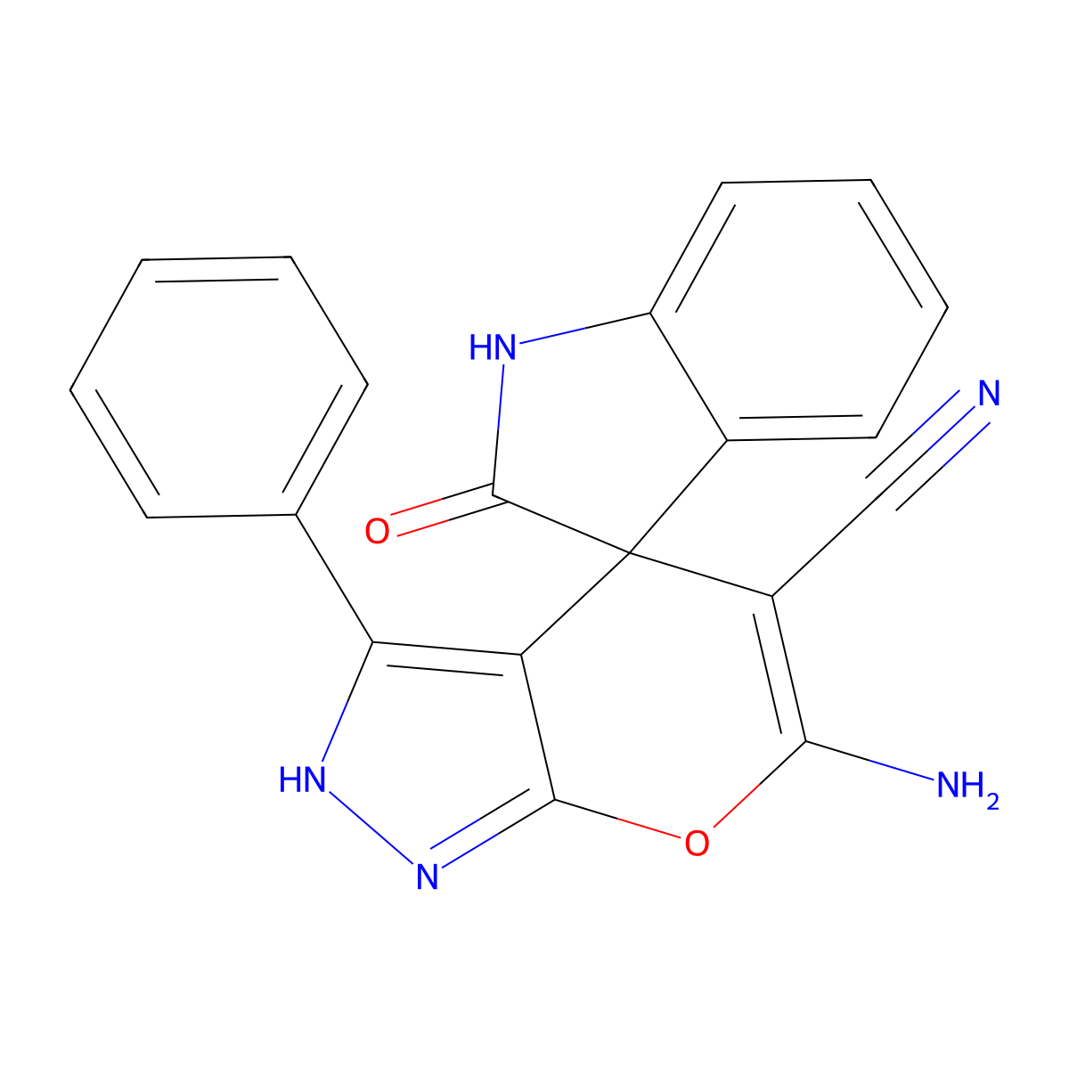 6'-amino-2-oxo-3'-phenylspiro[1H-indole-3,4'-2H-pyrano[2,3-c]pyrazole]-5'-carbonitrile molecular structure, CAS 328261-44-5
